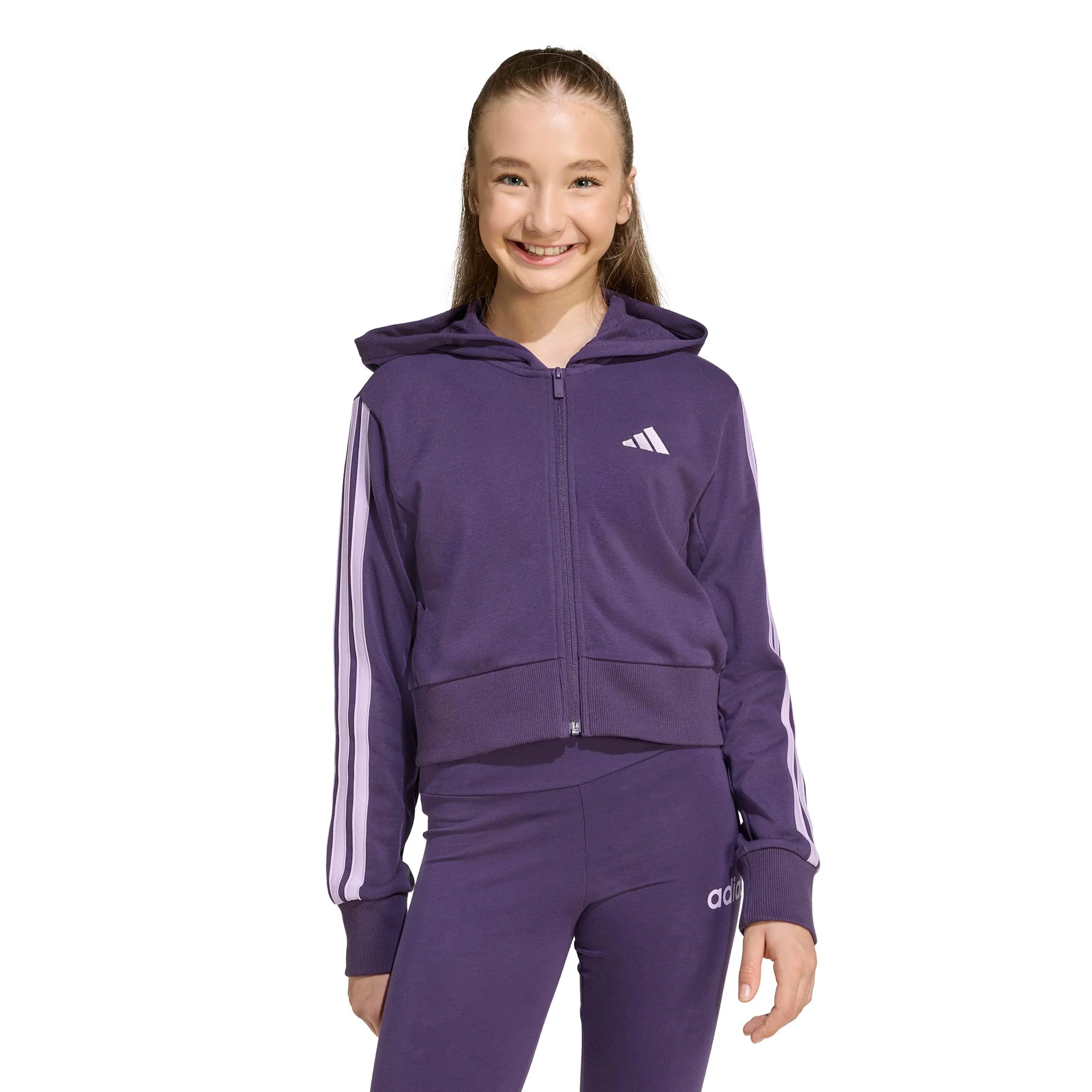 3Stripes Full-Zip Crop Kurtka treningowa Dziewczynki - fioletowy, liliowy - Image 2