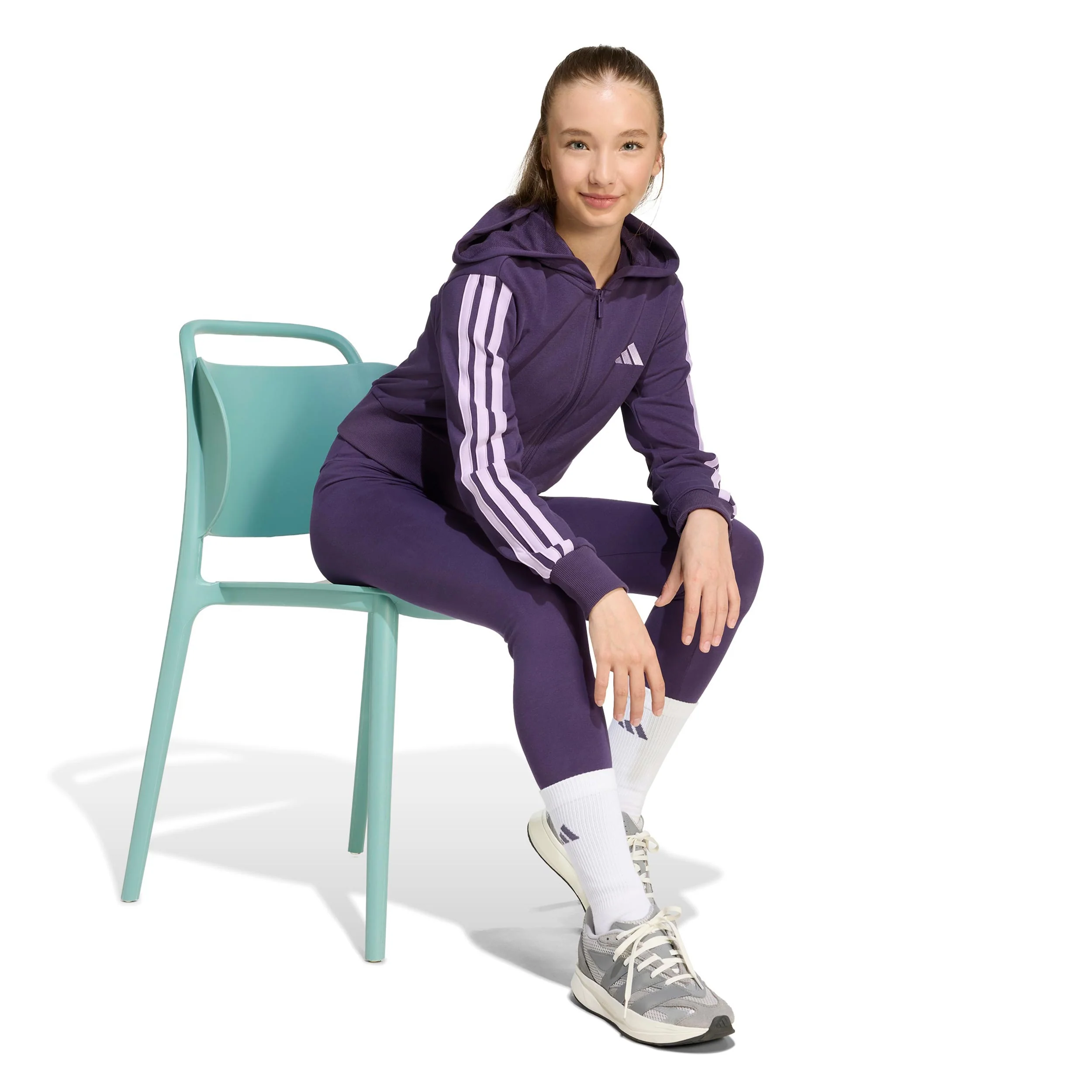 3Stripes Full-Zip Crop Kurtka treningowa Dziewczynki - fioletowy, liliowy - Image 4
