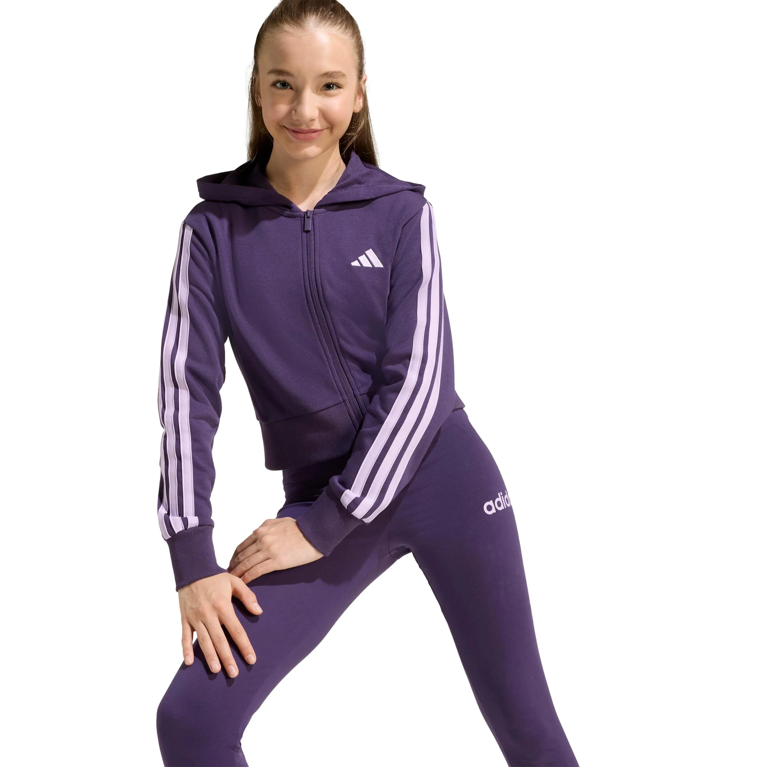 3Stripes Full-Zip Crop Kurtka treningowa Dziewczynki - fioletowy, liliowy - Image 5