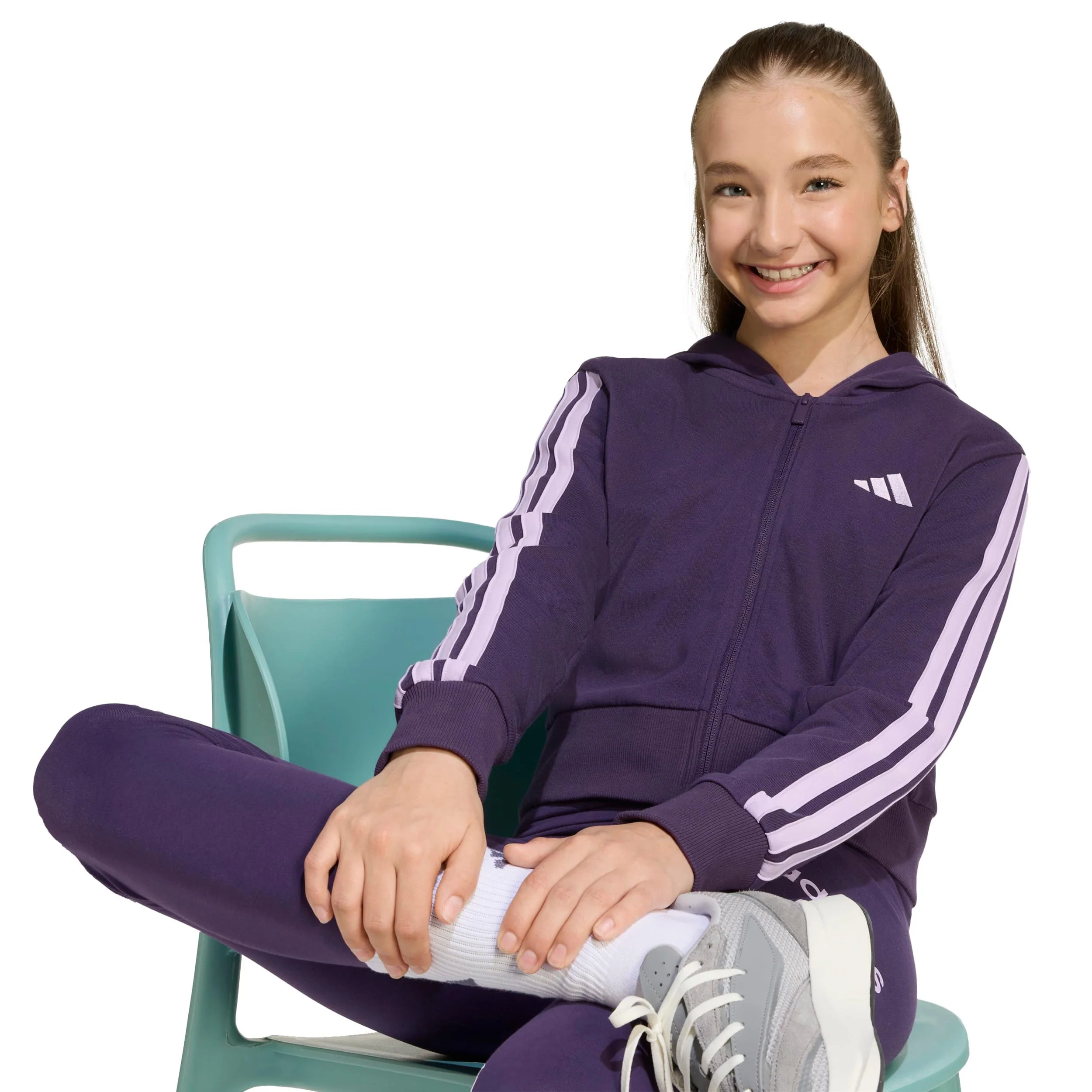 3Stripes Full-Zip Crop Kurtka treningowa Dziewczynki - fioletowy, liliowy - Image 6