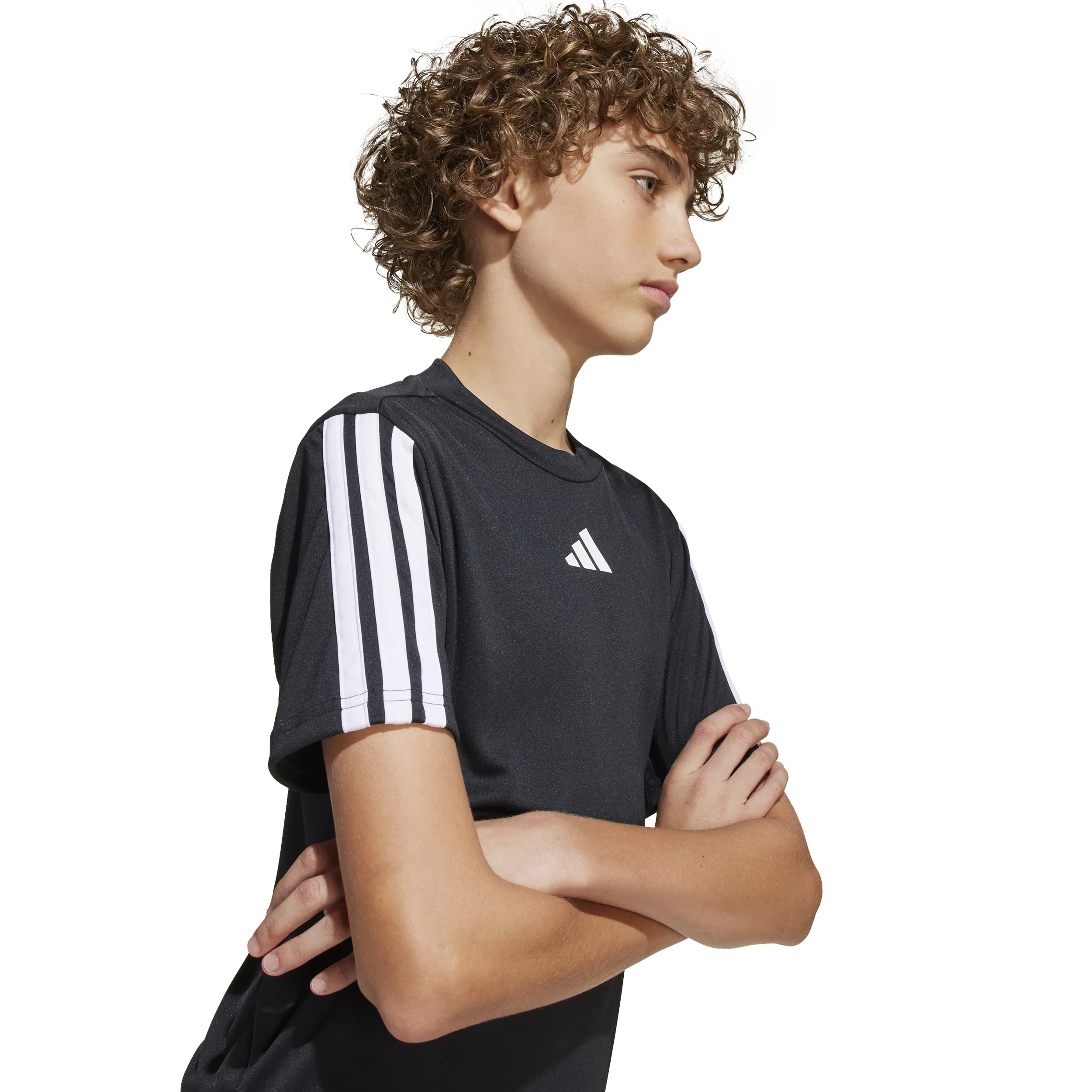 Training Essentials 3 Stripes Koszulka Dzieci-Czarny,Biały - Image 6