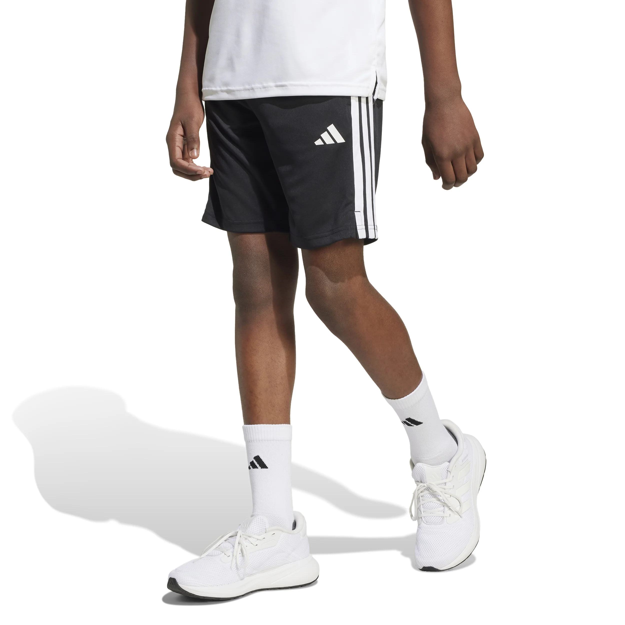 Training Essentials 3 Stripes Szorty Dzieci-Czarny,Biały - Image 2