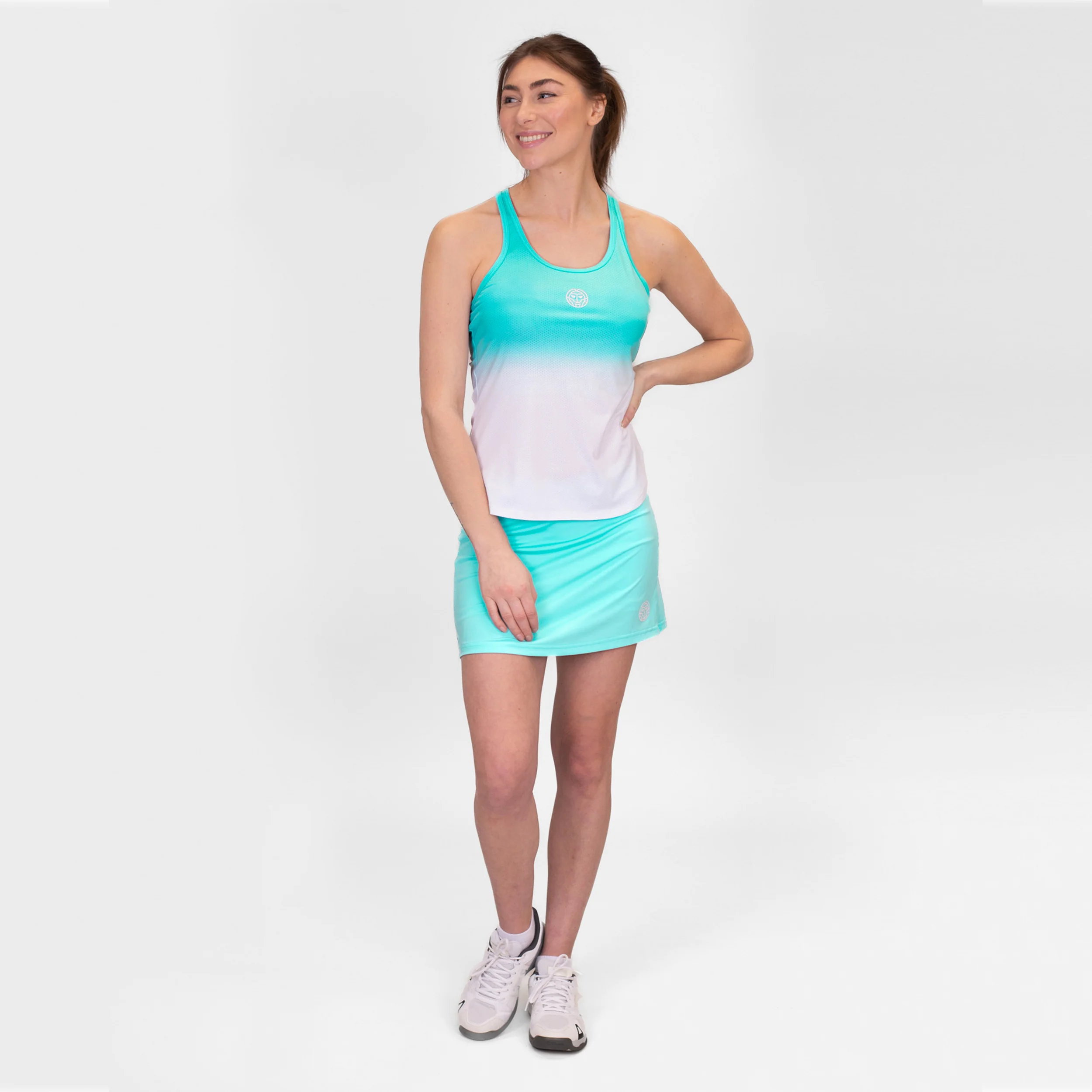 Crew Gradiant Tank Top Kobiety-Turkus,Biały - Image 8