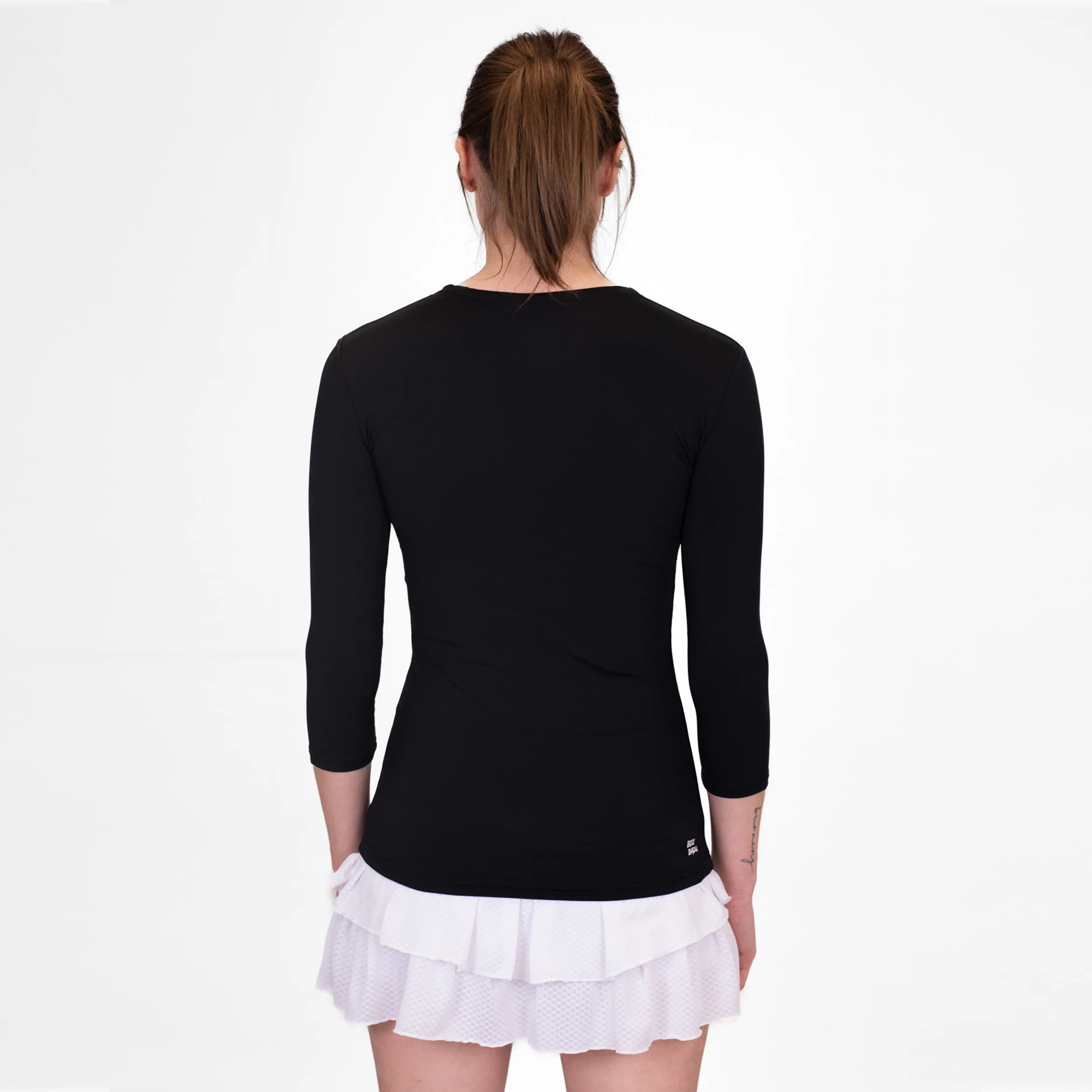 Crew V-Neck Długi Rękaw Kobiety-Czarny - Image 2