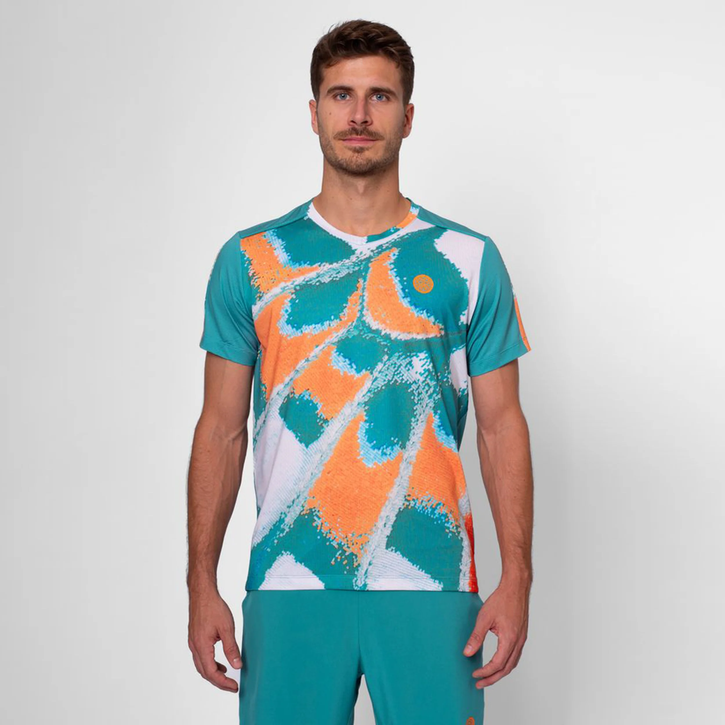 Melbourne 2025 V-Neck Koszulka Mężczyźni-Petrol,Pomarańczowy - Image 3