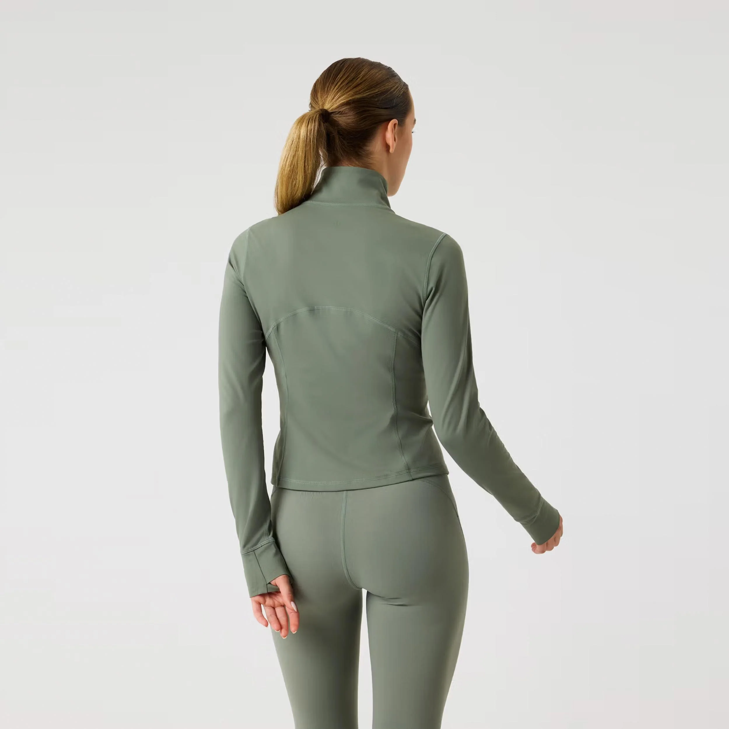Borg Soft Zip Midlayer Długi Rękaw Kobiety - szałwia - Image 2