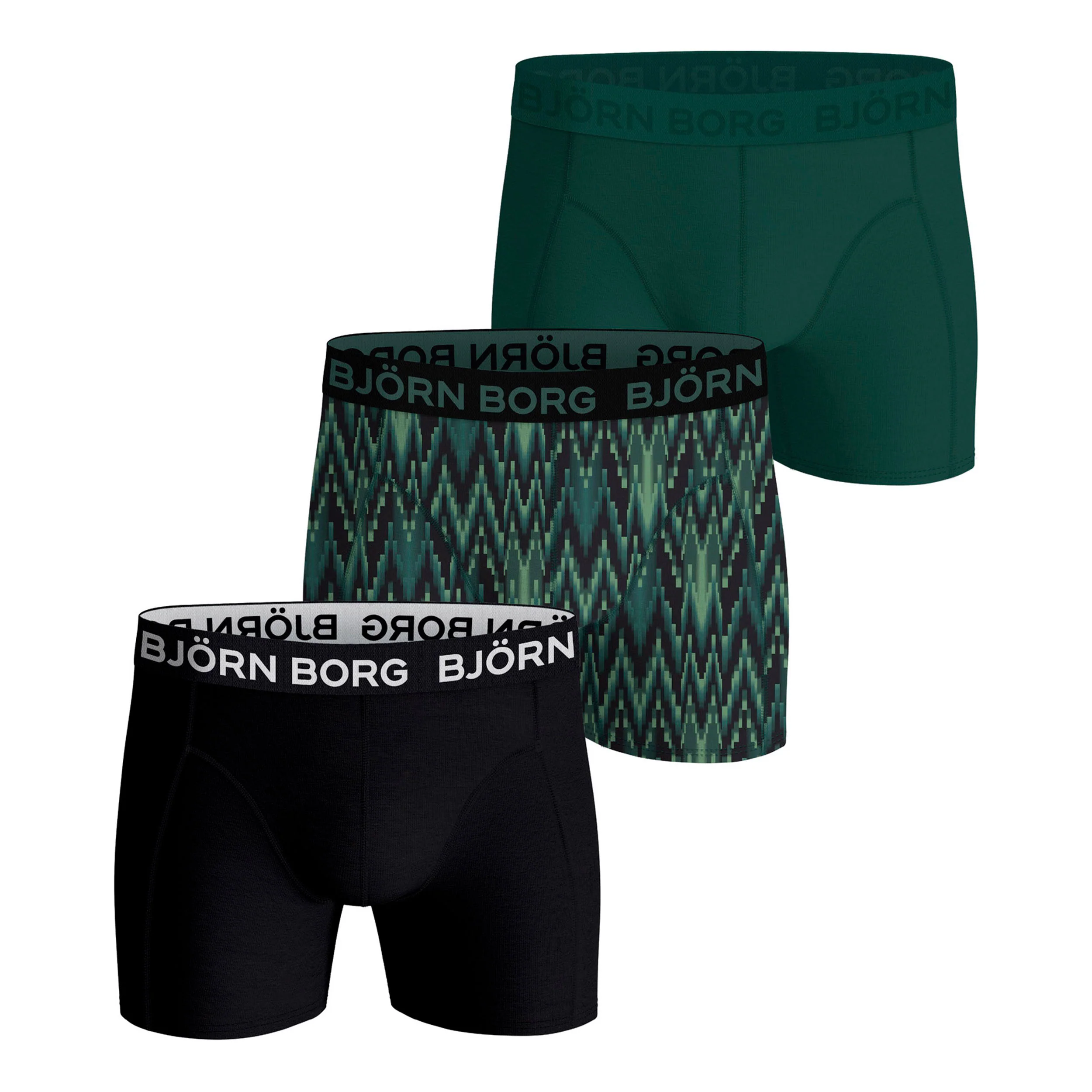 Cotton Stretch Bokserki sportowe Opakowanie 3 szt. Mężczyźni - czarny, ciemnozielony
