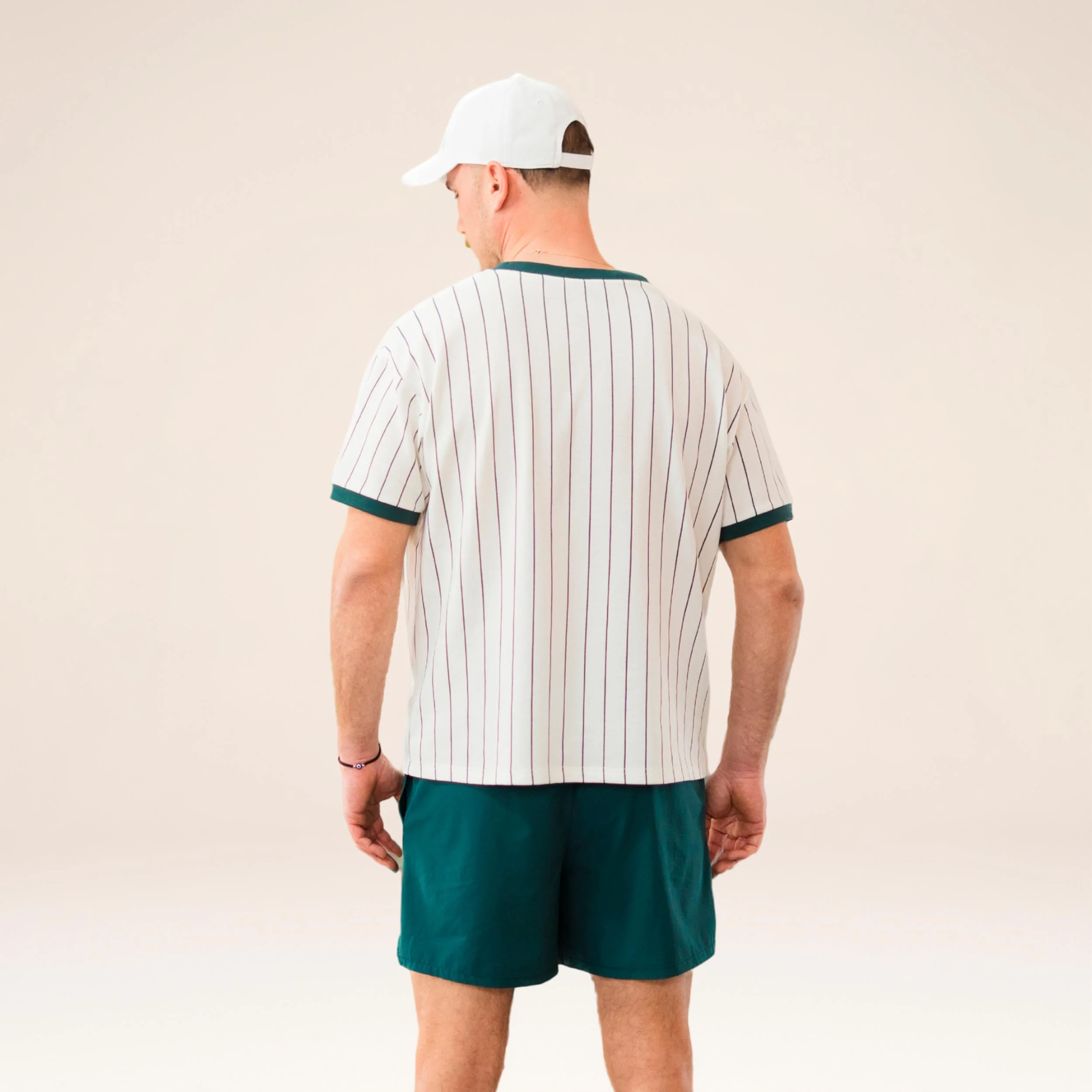 AD-IN Stripes 2.0 Koszulka Unisex - złamana biel, ciemnozielony - Image 3