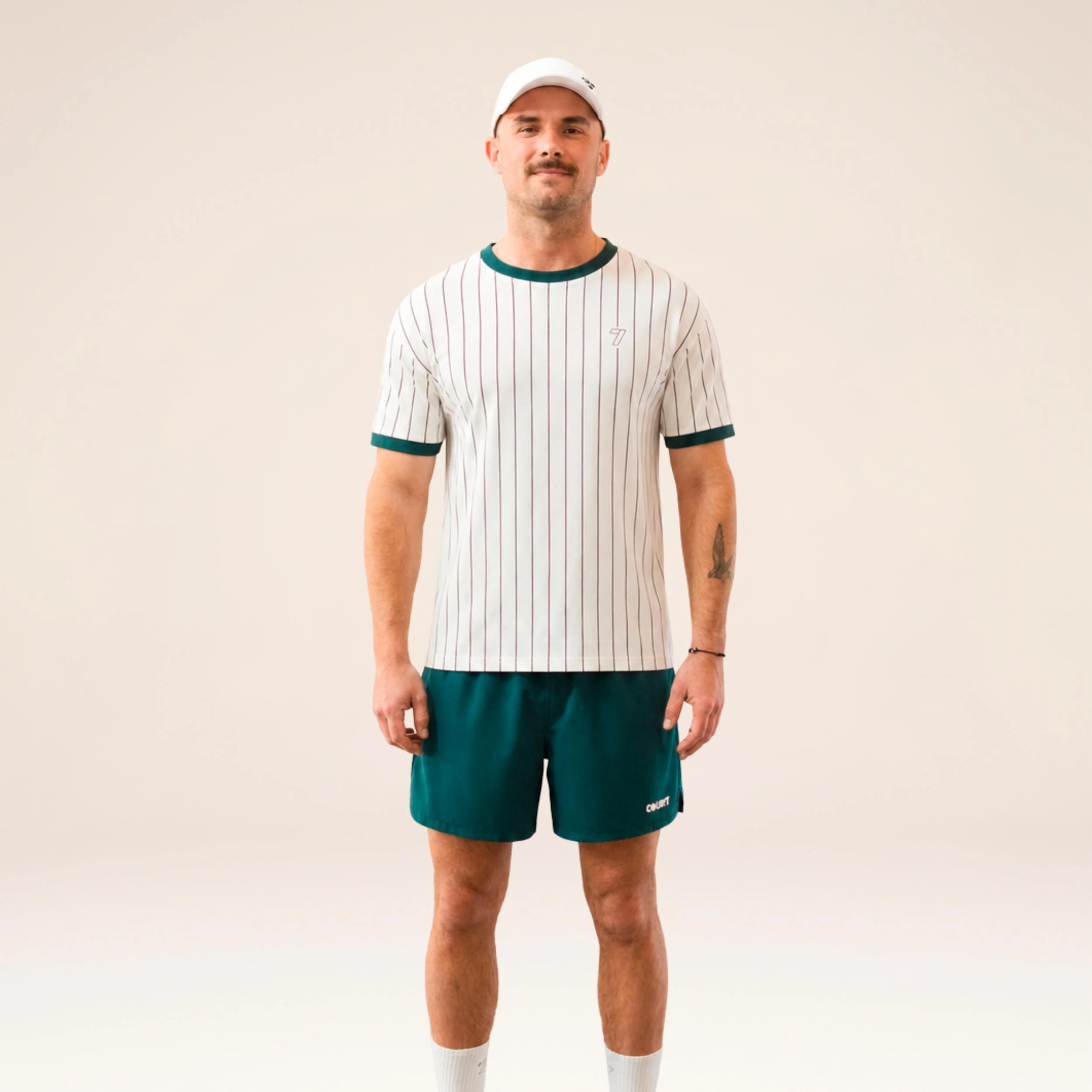 AD-IN Stripes 2.0 Koszulka Unisex - złamana biel, ciemnozielony - Image 4