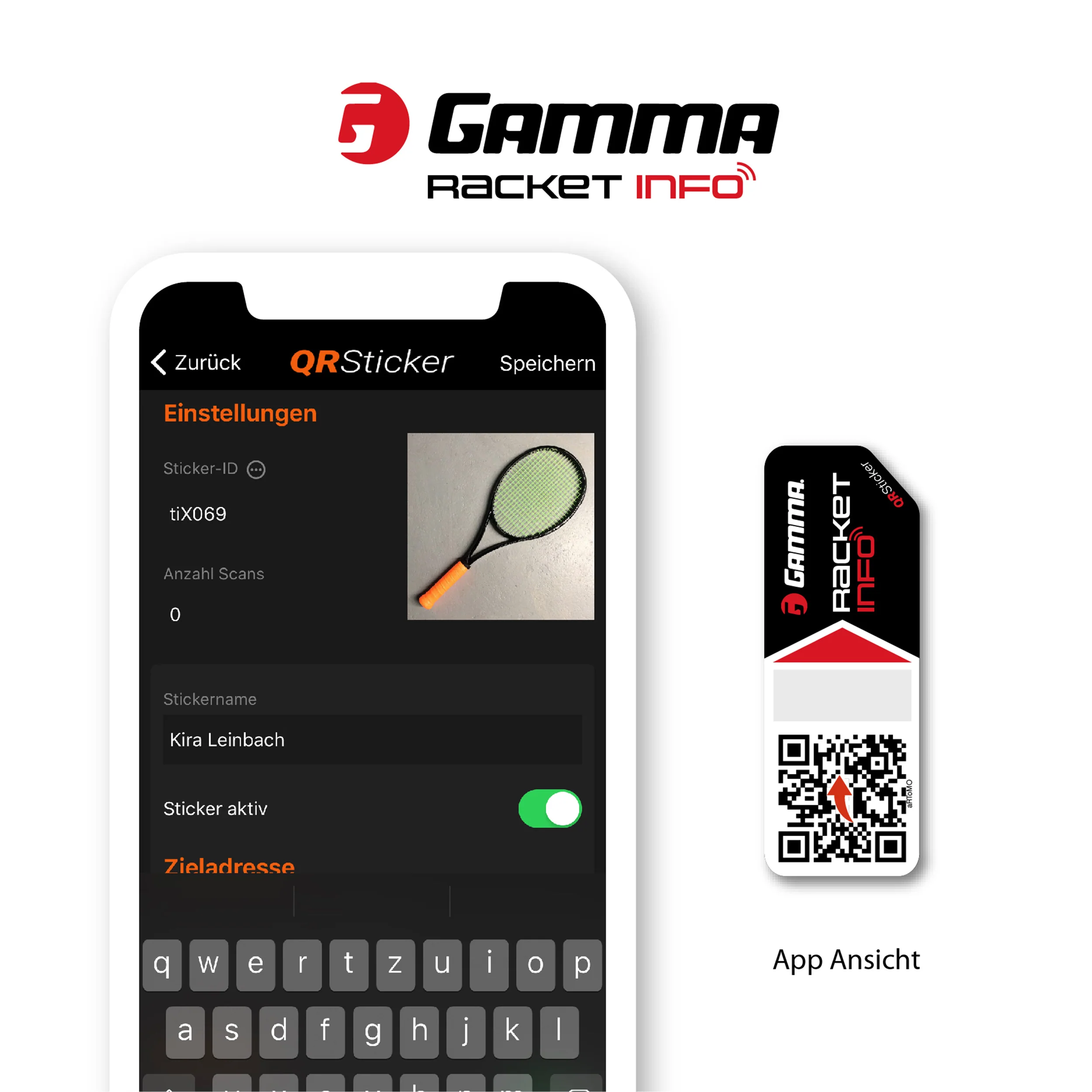 Gamma Racket Info Internationale Version Naklejka Naciąg Opakowanie 16 Szt.-Czarny - Image 3