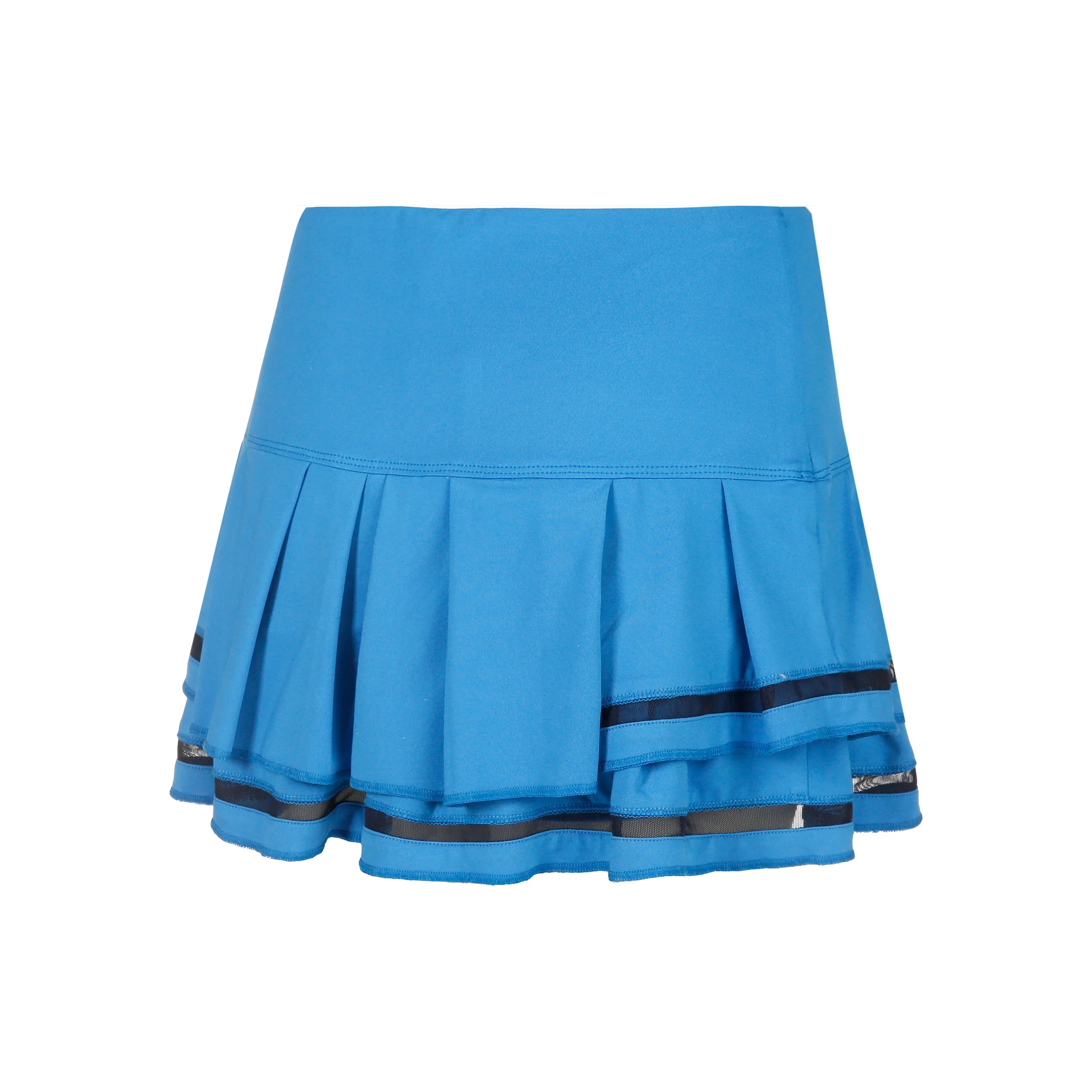 Long Pleat Tier Spódnica Kobiety-Niebieski,Czarny - Image 2