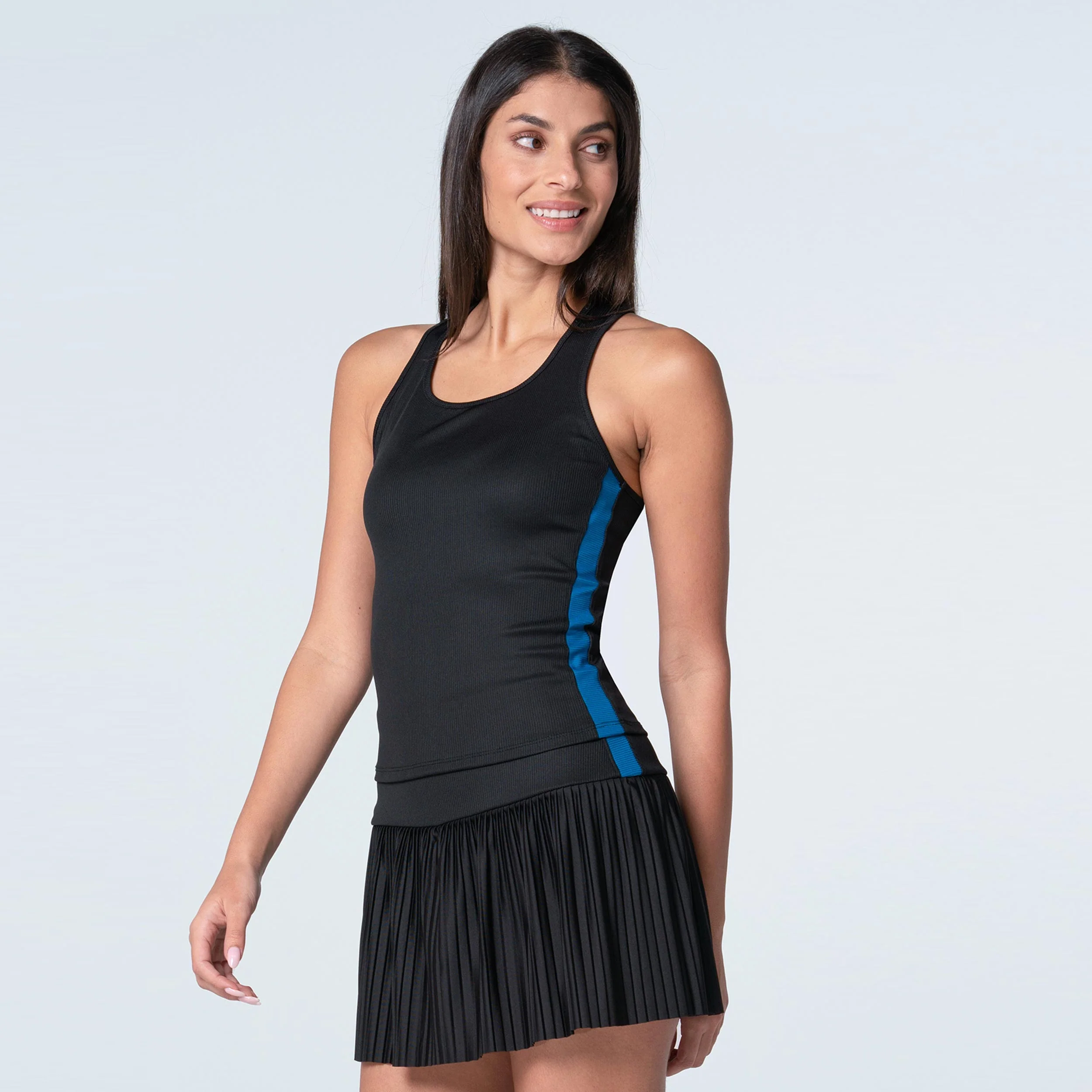 Racer Rib Tank Top Kobiety-Czarny