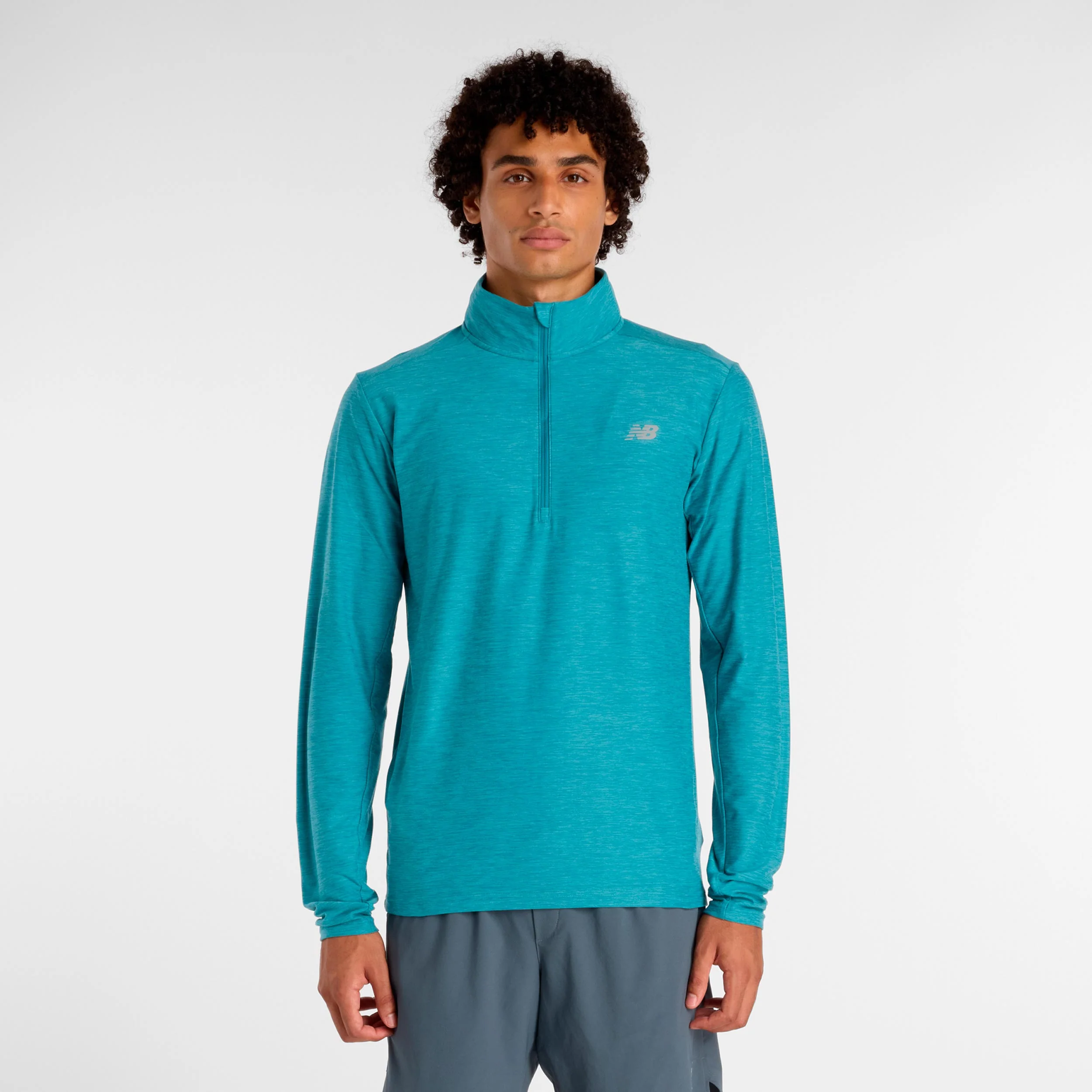 Space Dye 1/4 Zip Długi Rękaw Mężczyźni - turkus