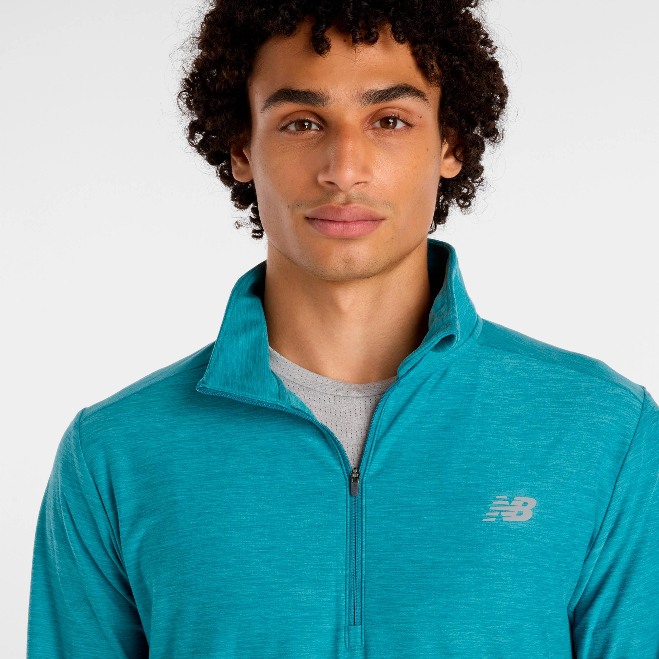 Space Dye 1/4 Zip Długi Rękaw Mężczyźni - turkus - Image 4