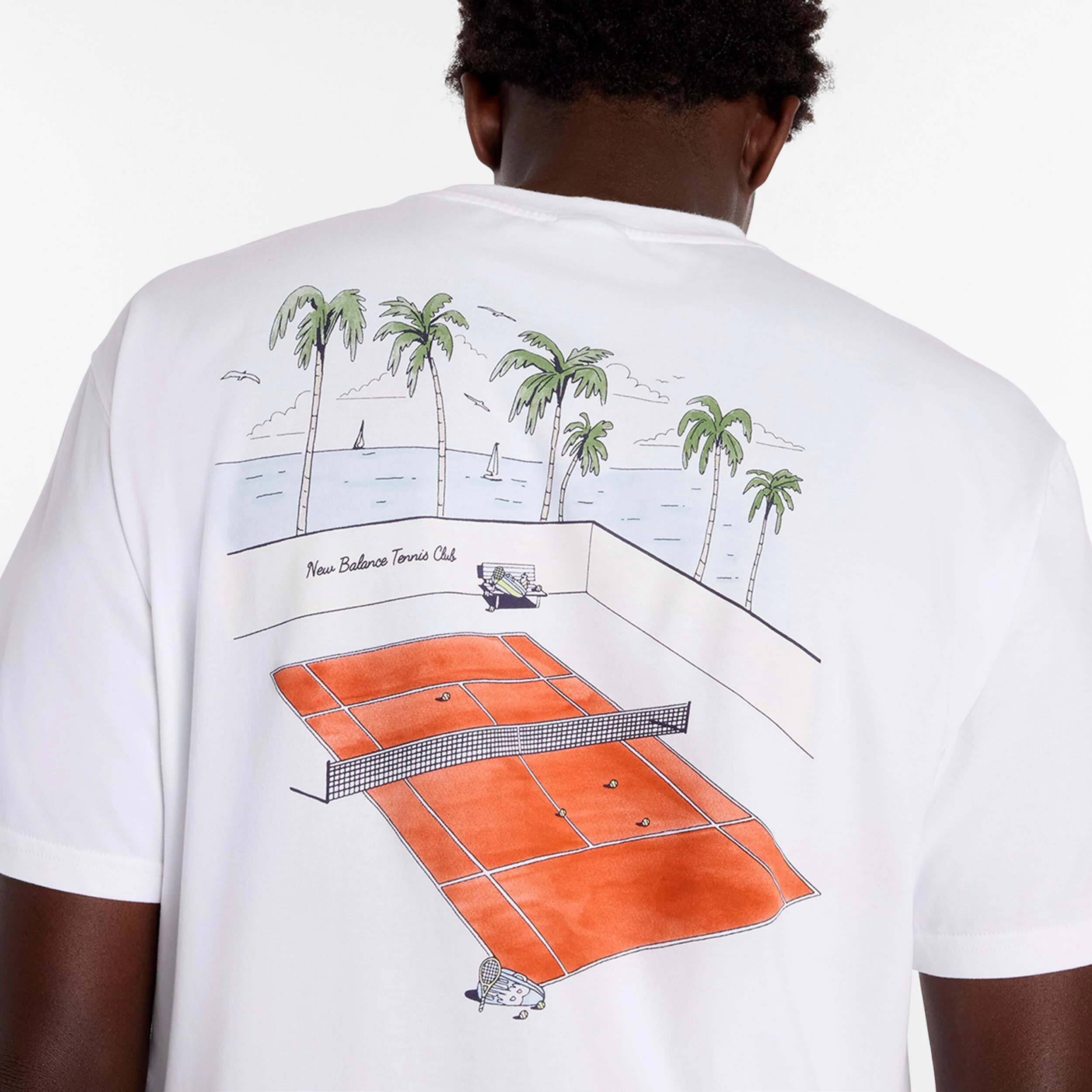 Tennis Graphic T Shirt Koszulka Mężczyźni-biały, czarny - Image 5