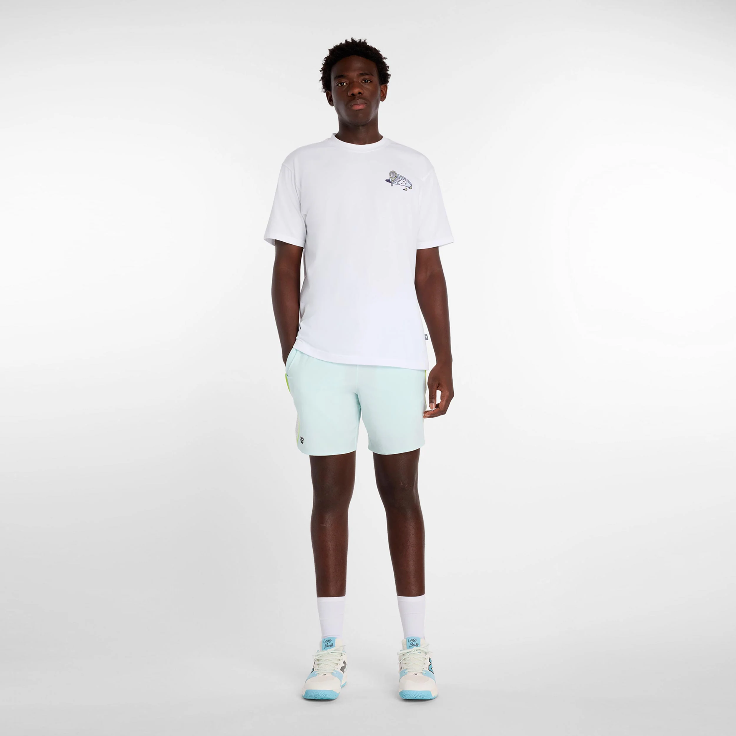 Tennis Graphic T Shirt Koszulka Mężczyźni-biały, czarny - Image 6