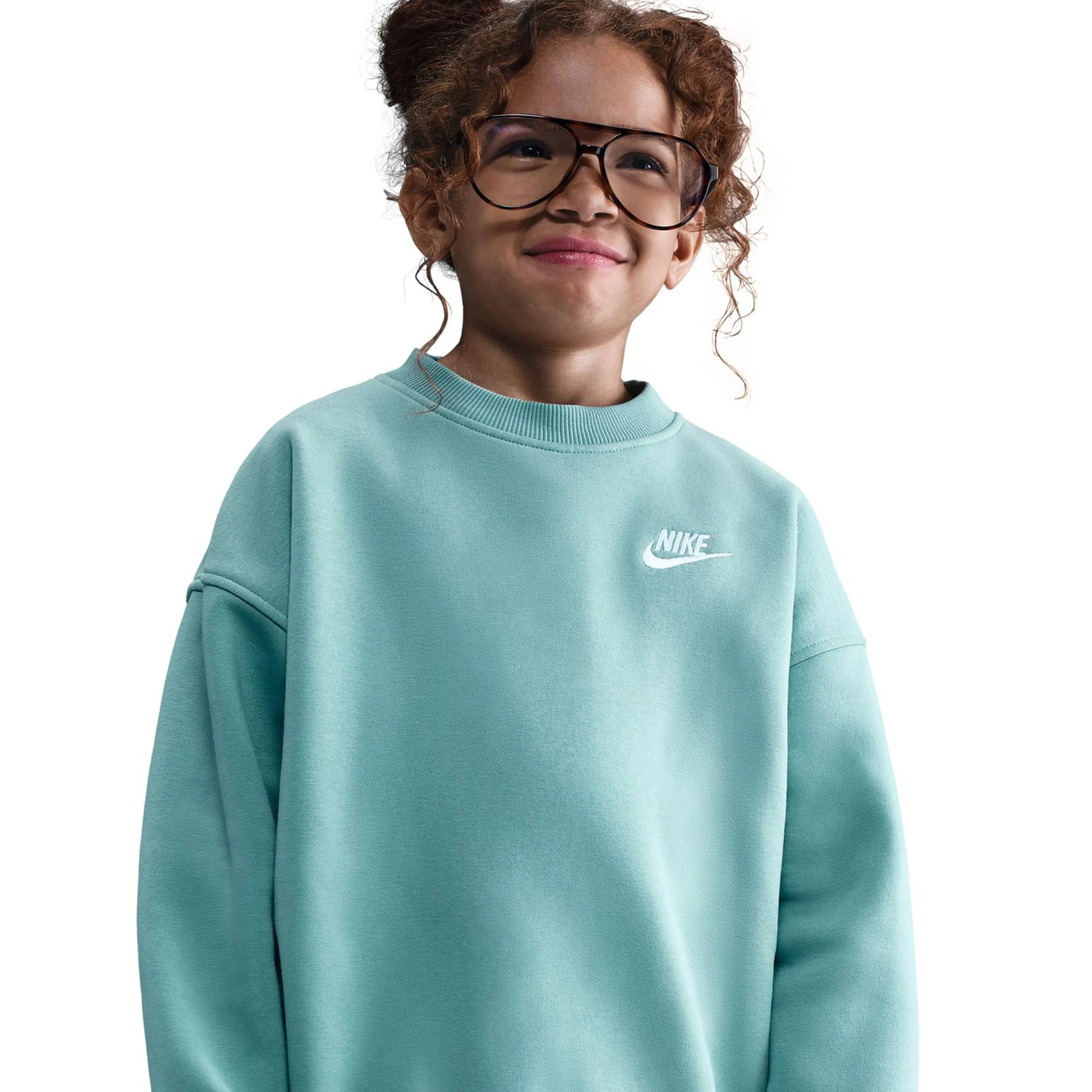 Club Fleece Oversized Crew Bluza Dziewczynki-Szałwia - Image 4