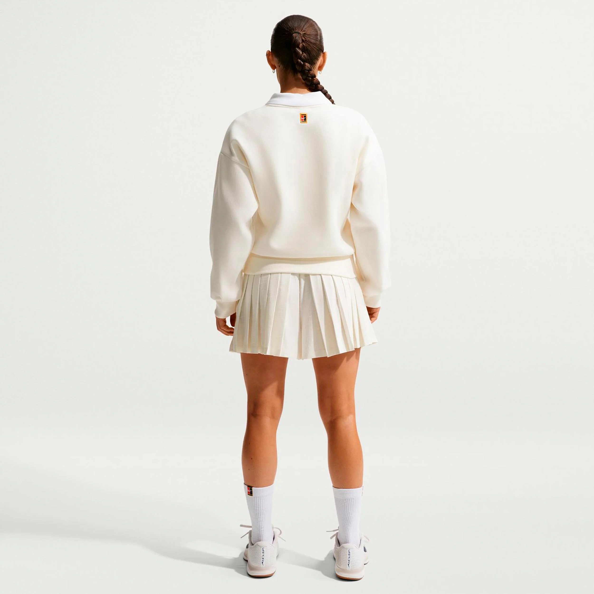 Court Fleece Crew Bluza Kobiety-krem, ciemnoniebieski - Image 3