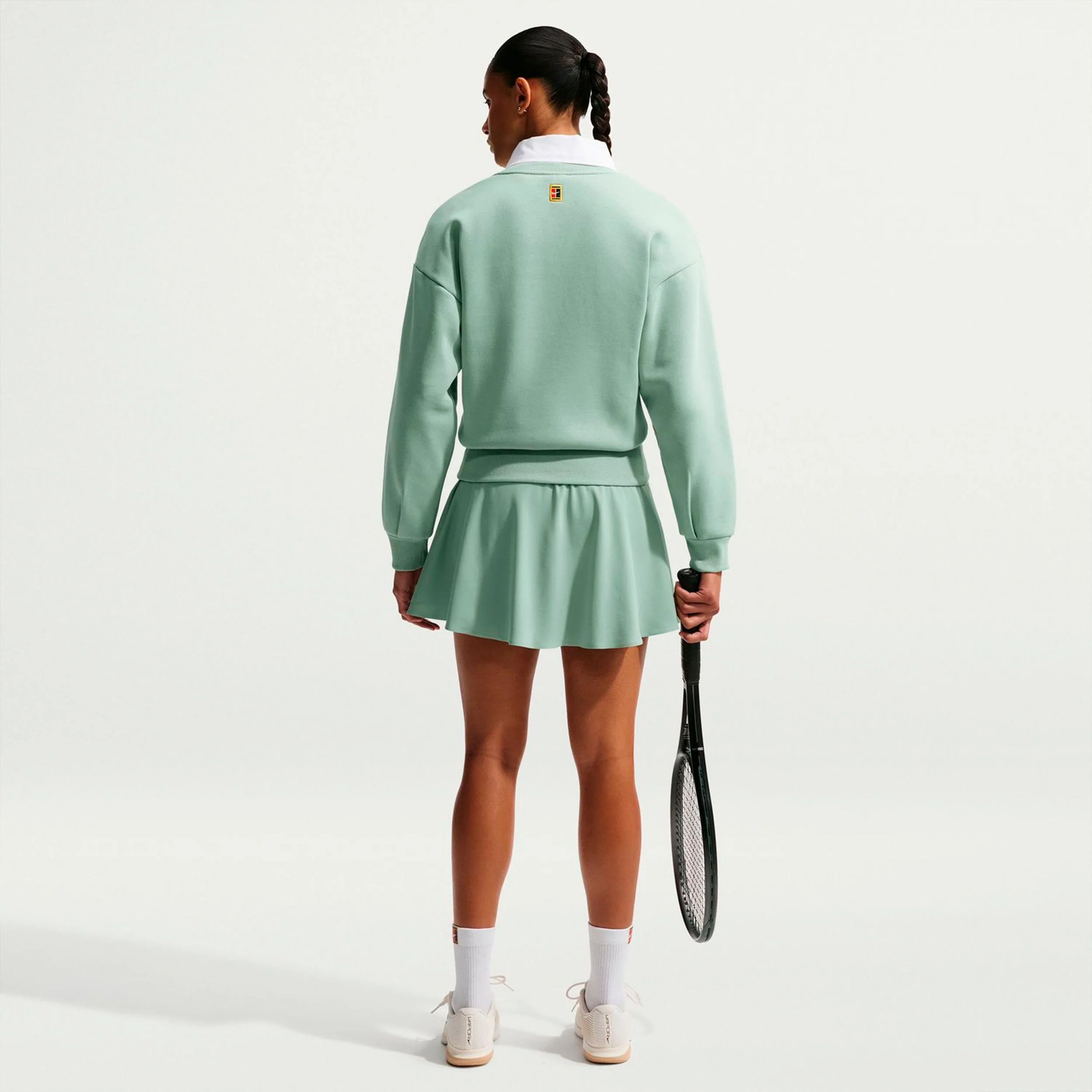Court Fleece Crew Bluza Kobiety - złamana biel, zieleń - Image 3