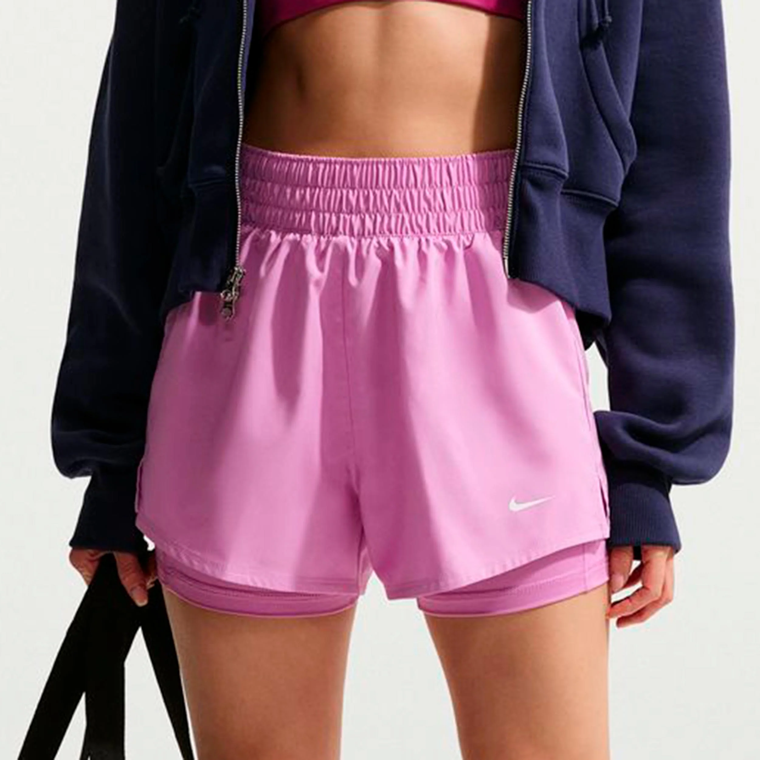 Dri-Fit One Mid Rise 2in1 3in Szorty Kobiety-liliowy, biały