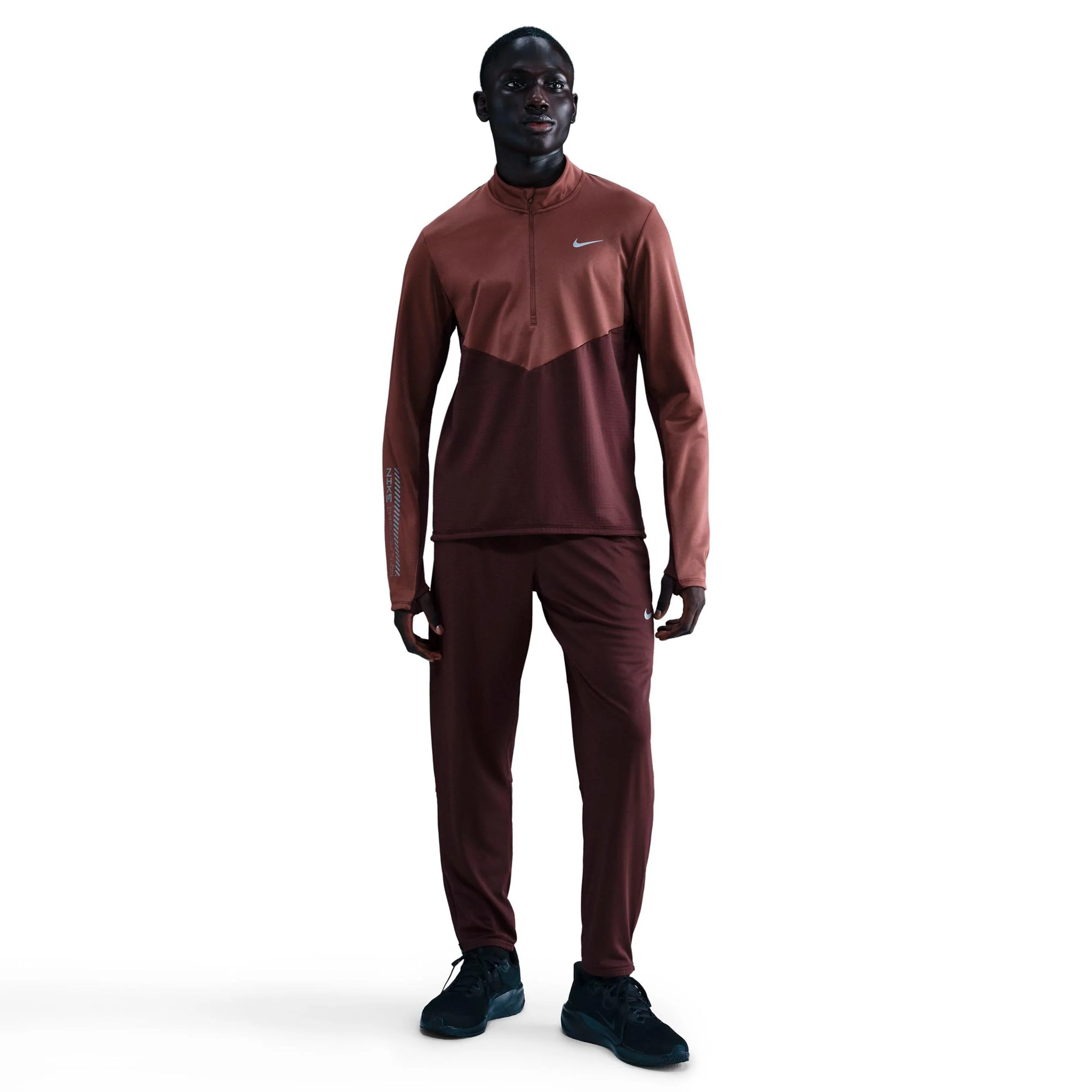 Pacer Winterized Half-Zip Koszulka do biegania Mężczyźni - ciemnoczerwony, brąz - Image 2