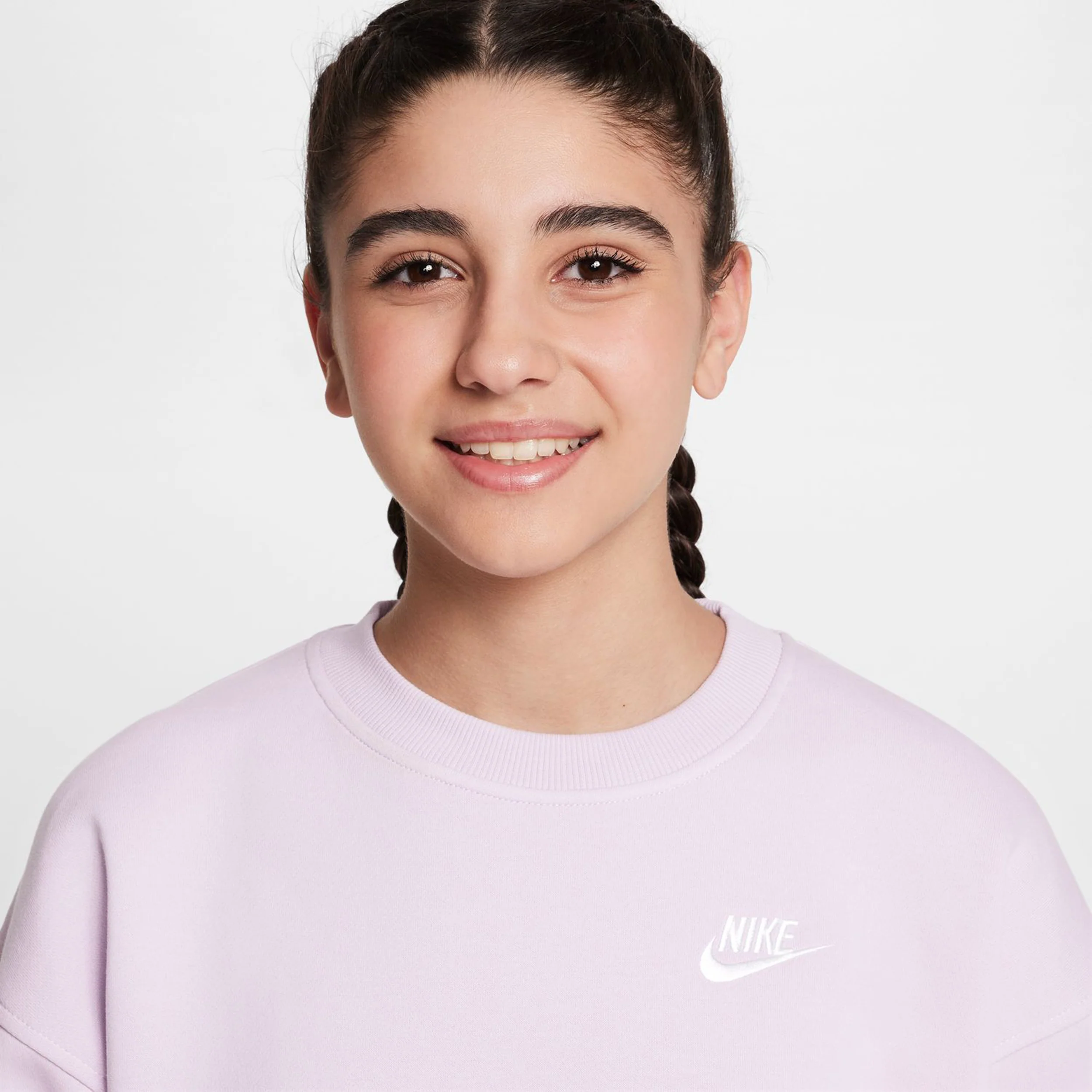 Sportswear Club Fleece Oversized Crew Bluza Dziewczynki-Liliowy - Image 3