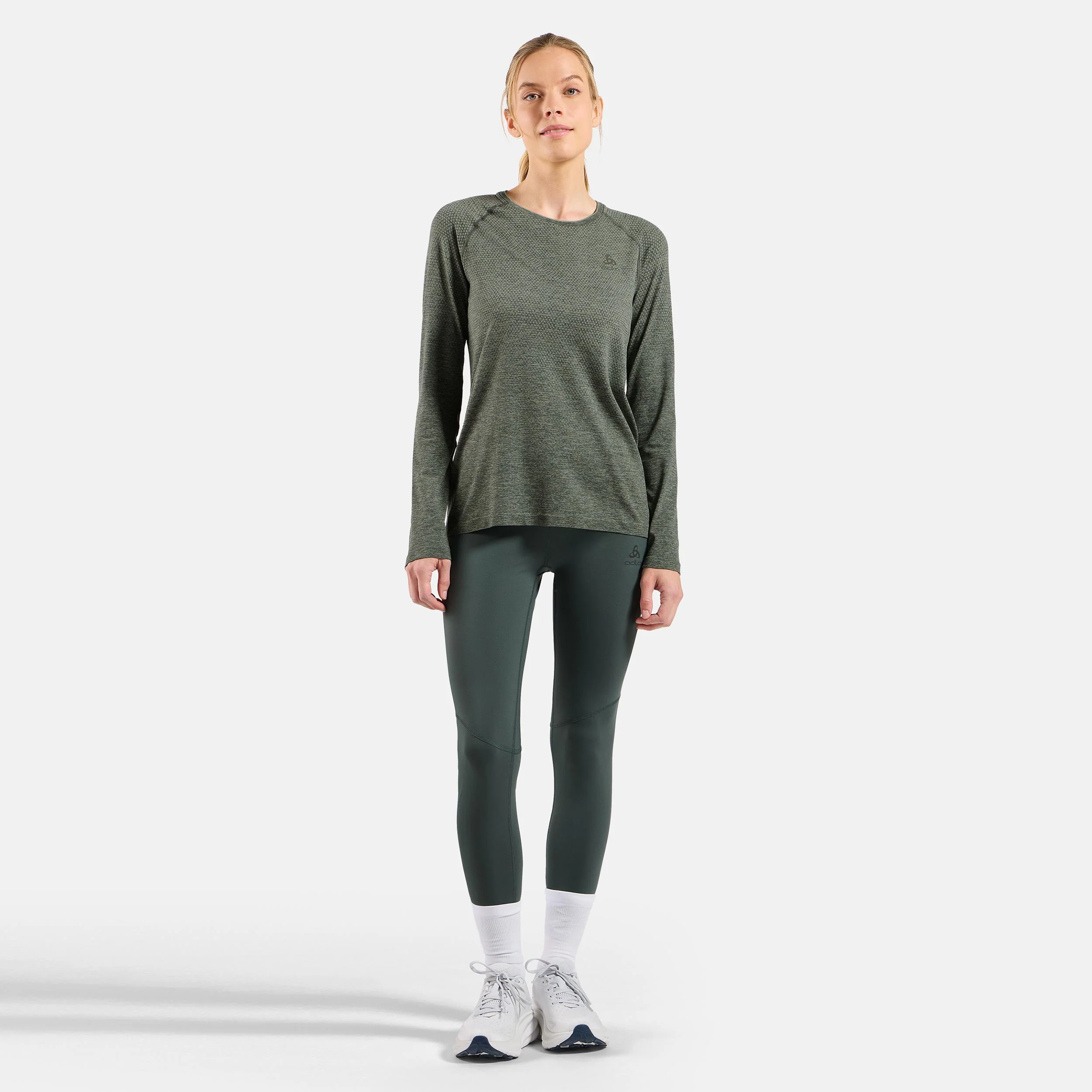 Essential Seamless Crew Neck Długi Rękaw Kobiety-oliwka - Image 6