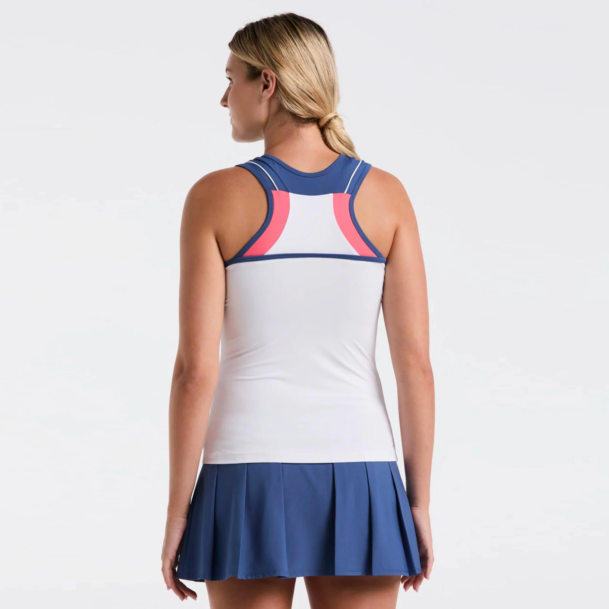 Colorblock Tank Top Kobiety-Biały,Niebieski - Image 2