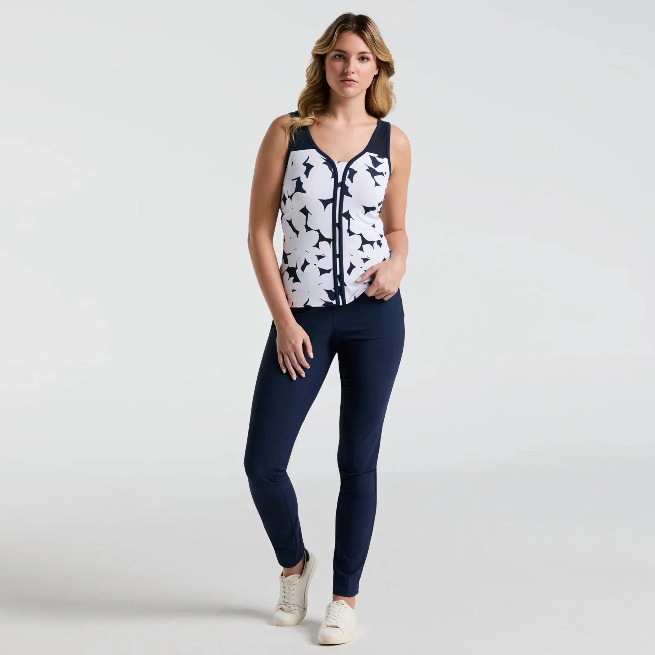 Riviera Floral Tank Top Kobiety-Ciemnoniebieski - Image 4