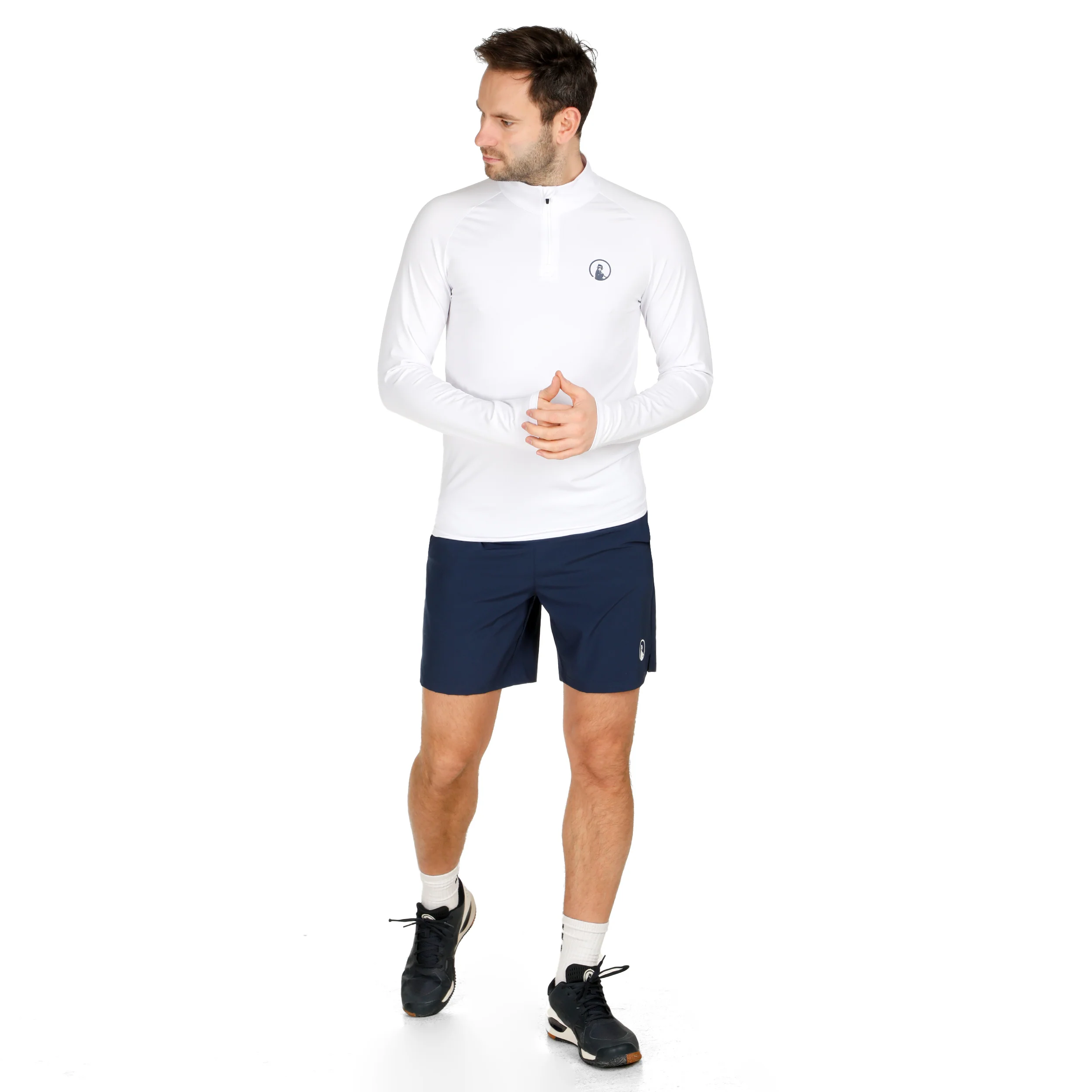 Big Serve 1/4 Zip Długi Rękaw Mężczyźni-Biały - Image 3