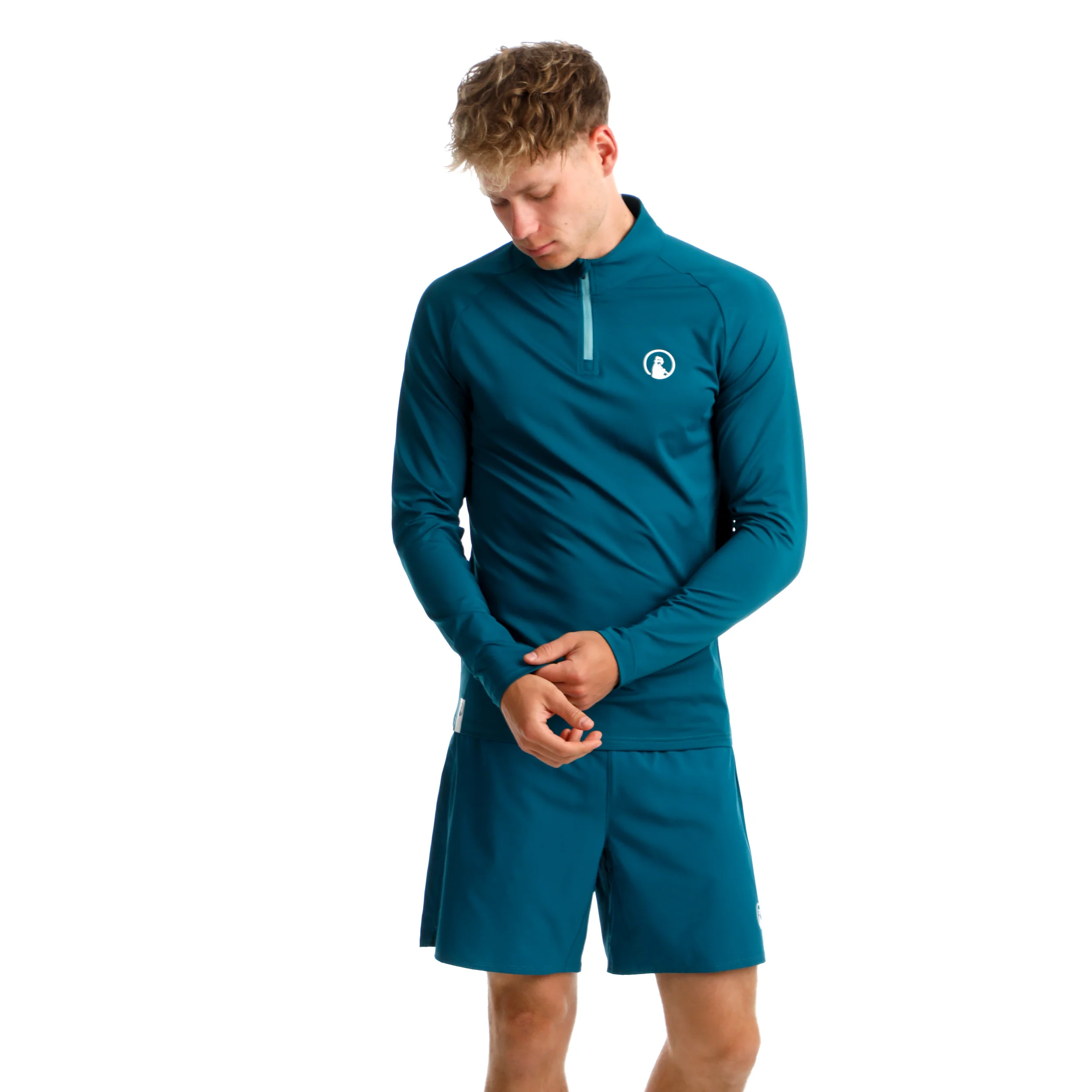 Create Big Serve 1/4 Zip Długi Rękaw Mężczyźni-Petrol,Biały - Image 5