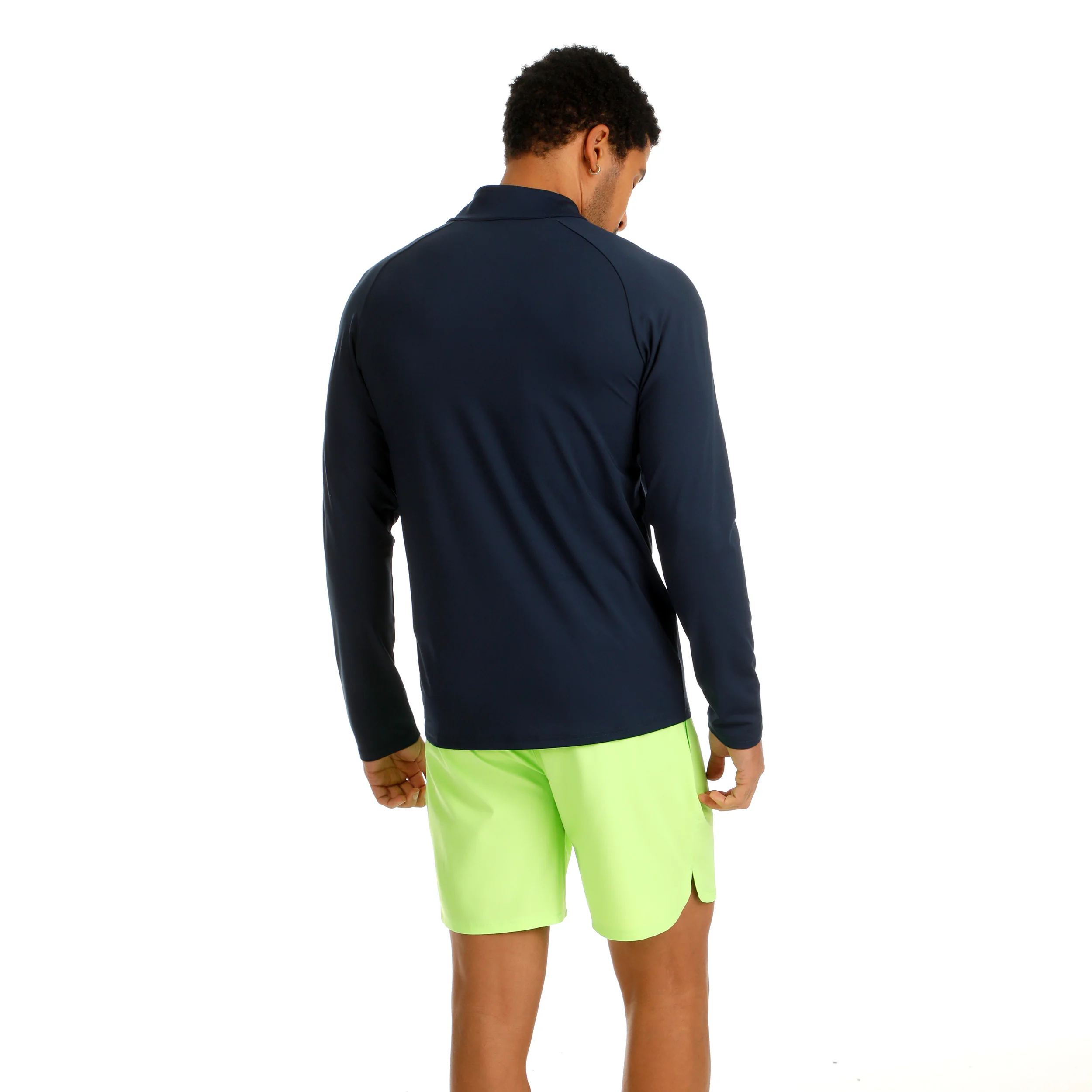 Wild Big Serve 1/4 Zip Długi Rękaw Mężczyźni-Ciemnoniebieski,Neonowy Zielony - Image 5
