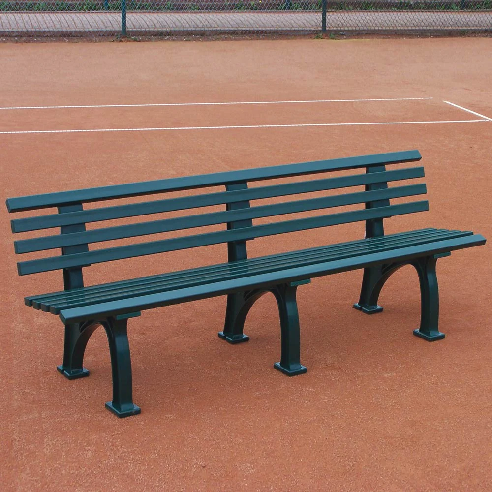 Tennisplatzsitzbank mit Lehne, Länge 2,00 m, grün Ławka tenisowa Z oparciem