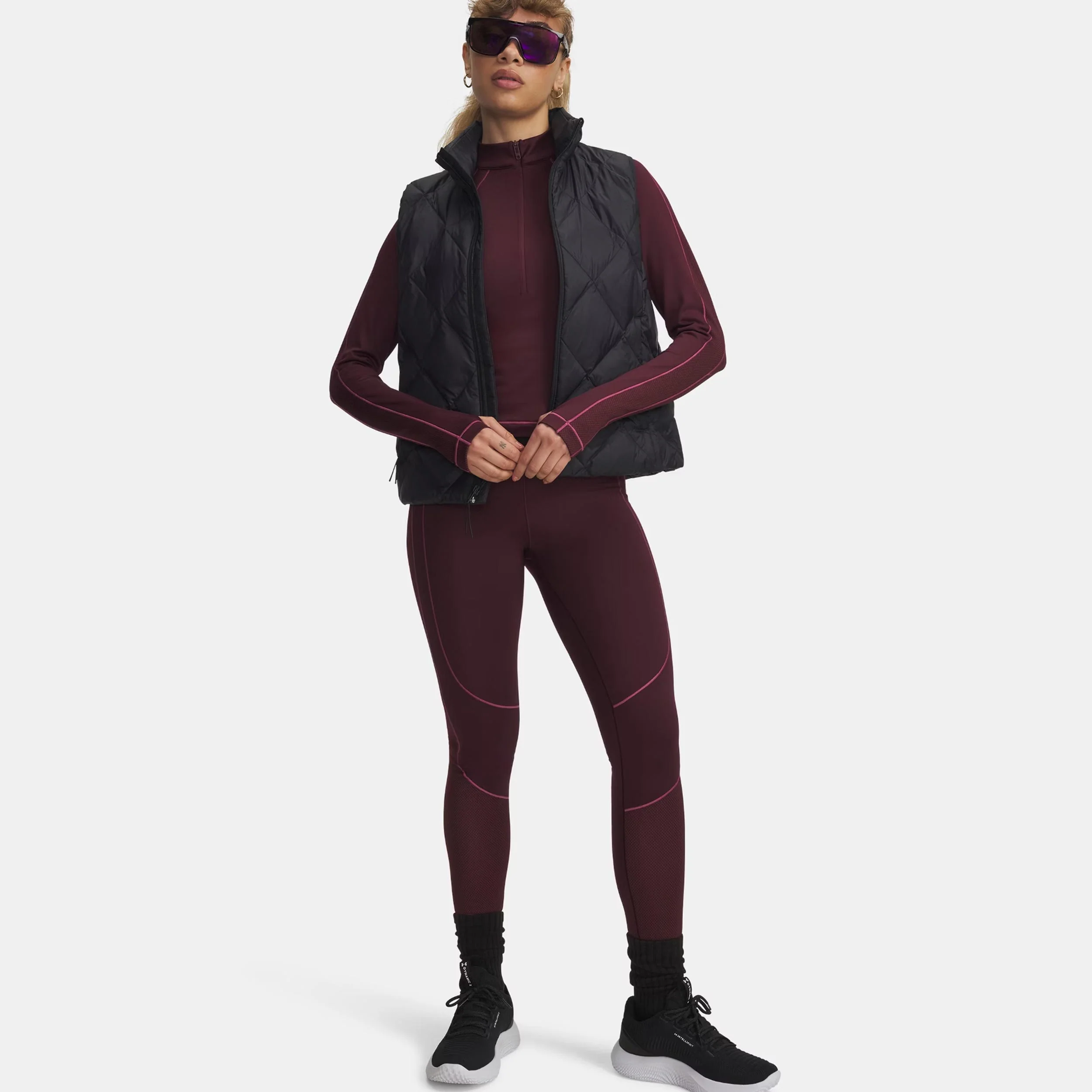 Cold Gear Textured 1/2 Zip Długi Rękaw Kobiety-szary - Image 3