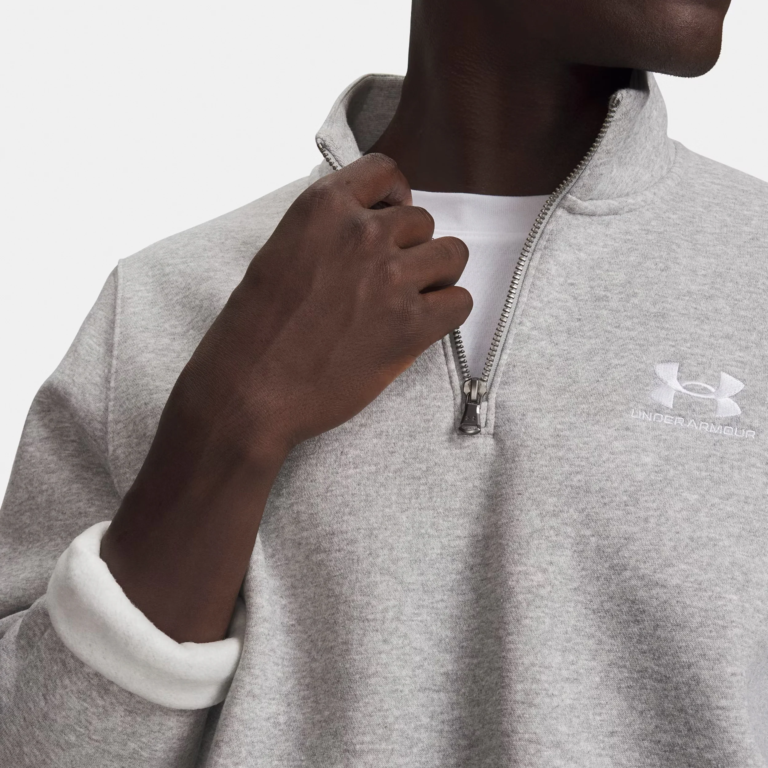 Icon Fleece 1/4 Zip Bluza Mężczyźni - szary, biały - Image 3