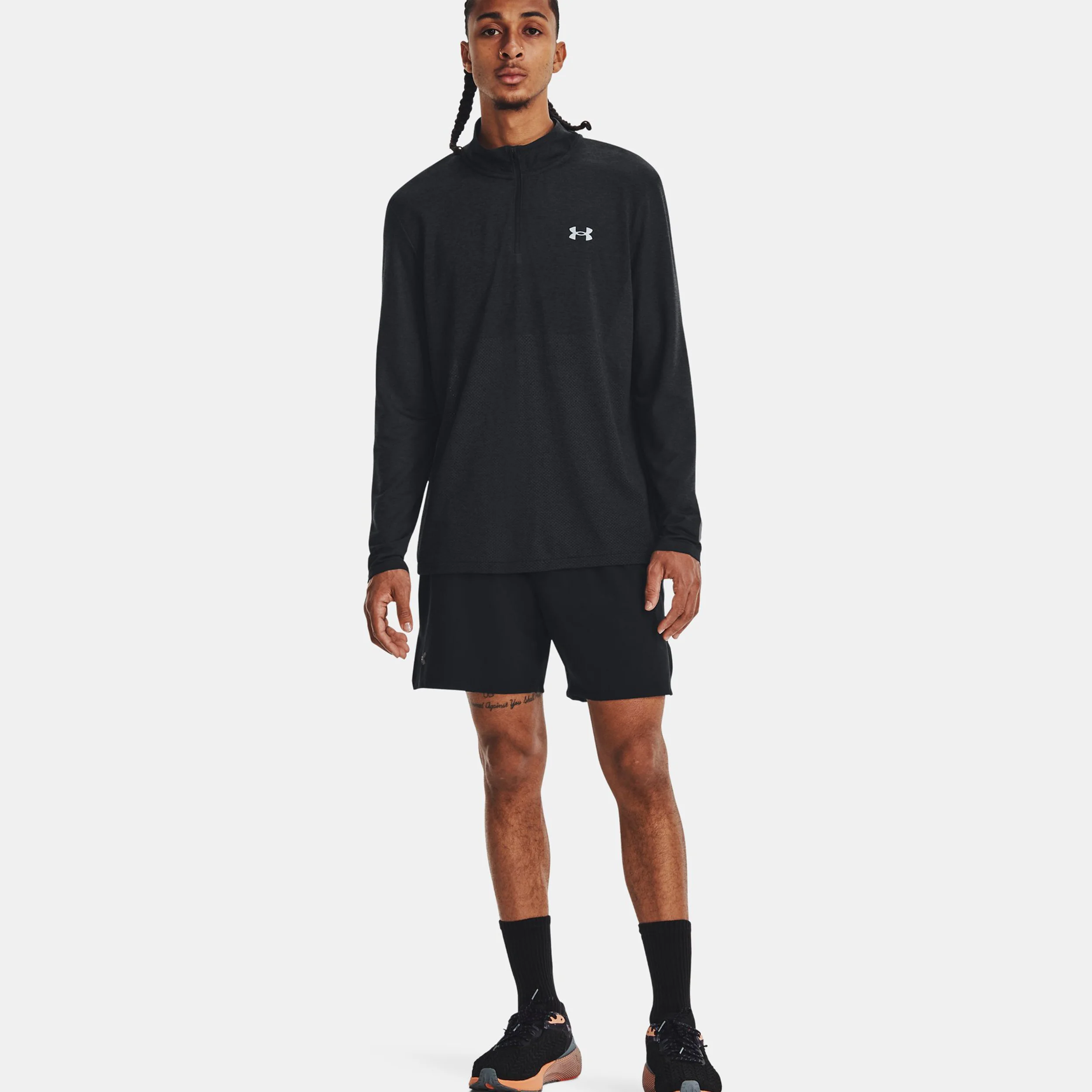Seamless Stride 1/4 Zip Długi Rękaw Mężczyźni - czarny, - Image 6