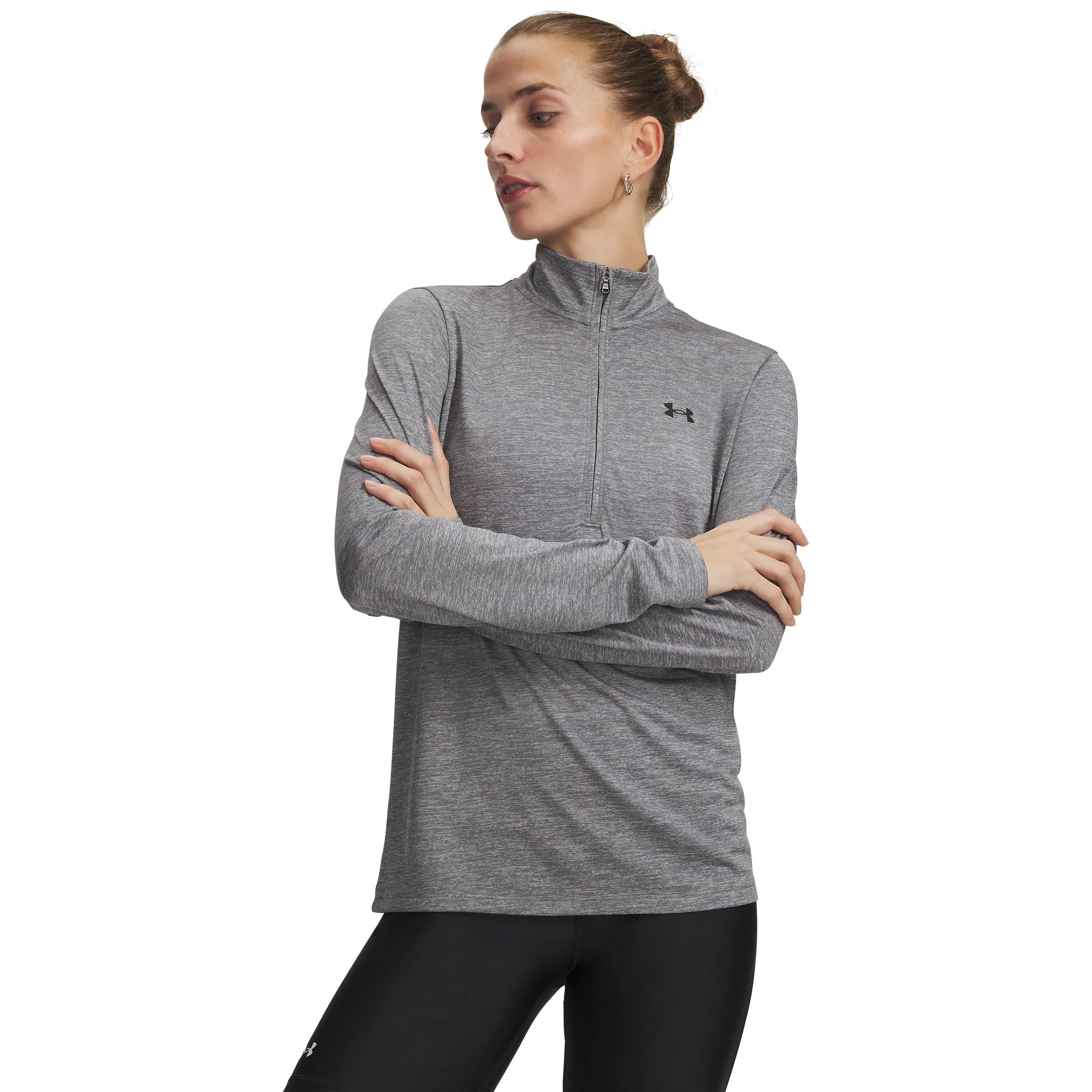 Tech 1/2 Zip-Twist Długi Rękaw Kobiety-zieleń, czarny