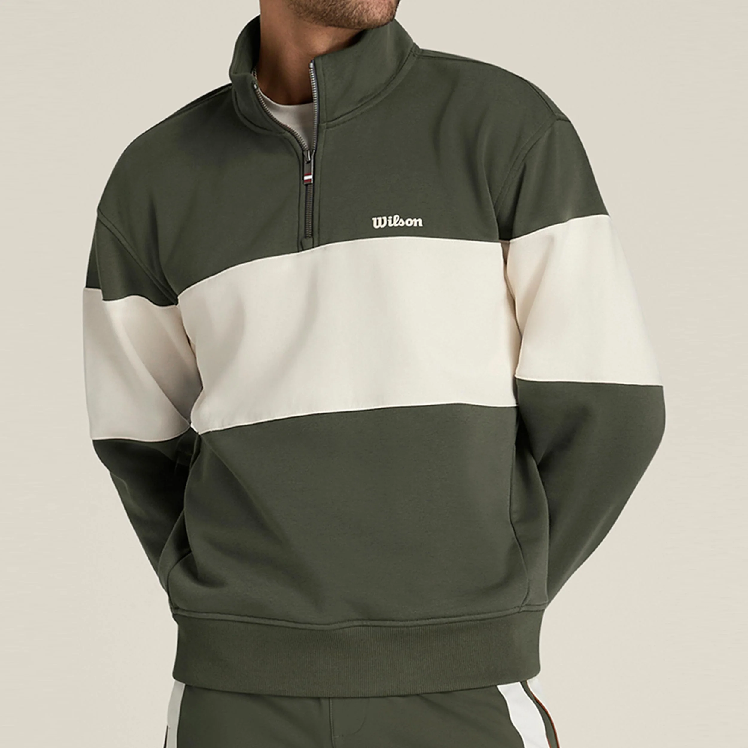 Playstate French Terry 1/2 Zip Bluza Mężczyźni-ciemnozielony, sand